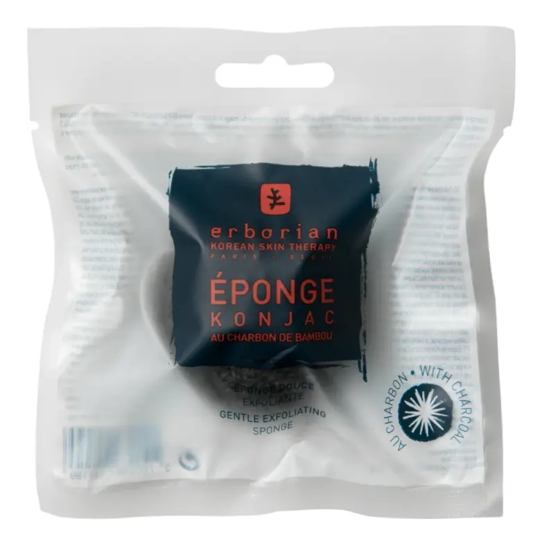 Очищуючий спонж конняку з бамбуковим вугіллям Sponge Konjac with Bamboo Charcoal ERBORIAN