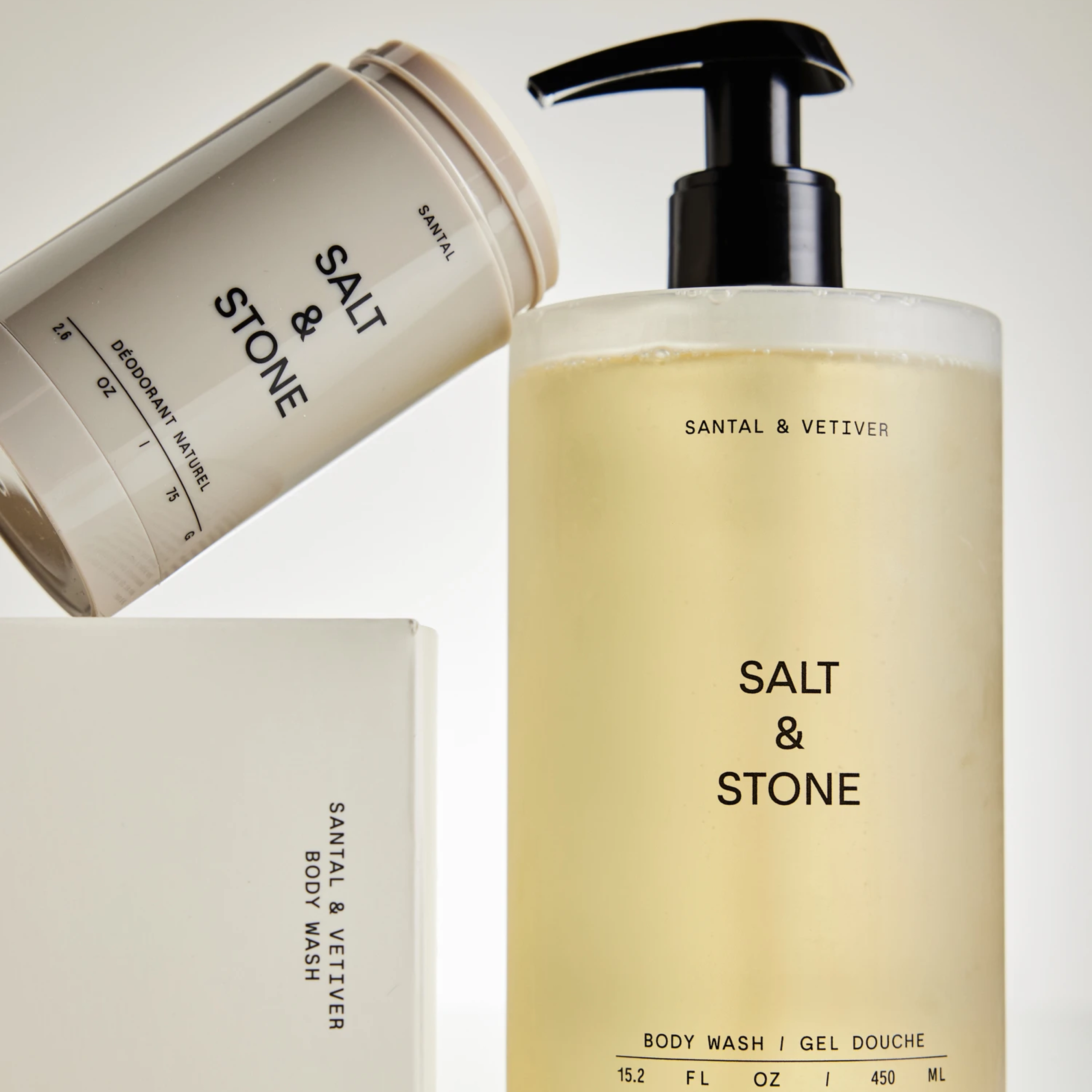 Антиоксидантний гель для душу з ароматом сандалового дерева та ветиверу Body Wash Santal & Vetiver SALT & STONE Обʼєм 450 мл — фото 6
