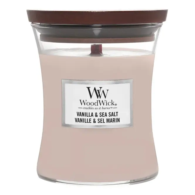 Ароматична свічка з ароматом ванілі та морської солі Medium Vanilla & Sea Salt WOODWICK Вага 275 г