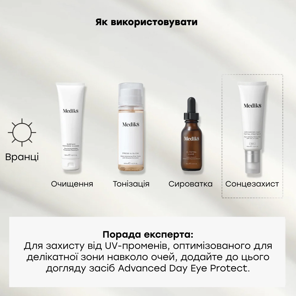 Антивіковий зволожуючий крем SPF 30 | 5* UVA Advanced Day Total Protect MEDIK8 Обʼєм 50 мл — фото 5
