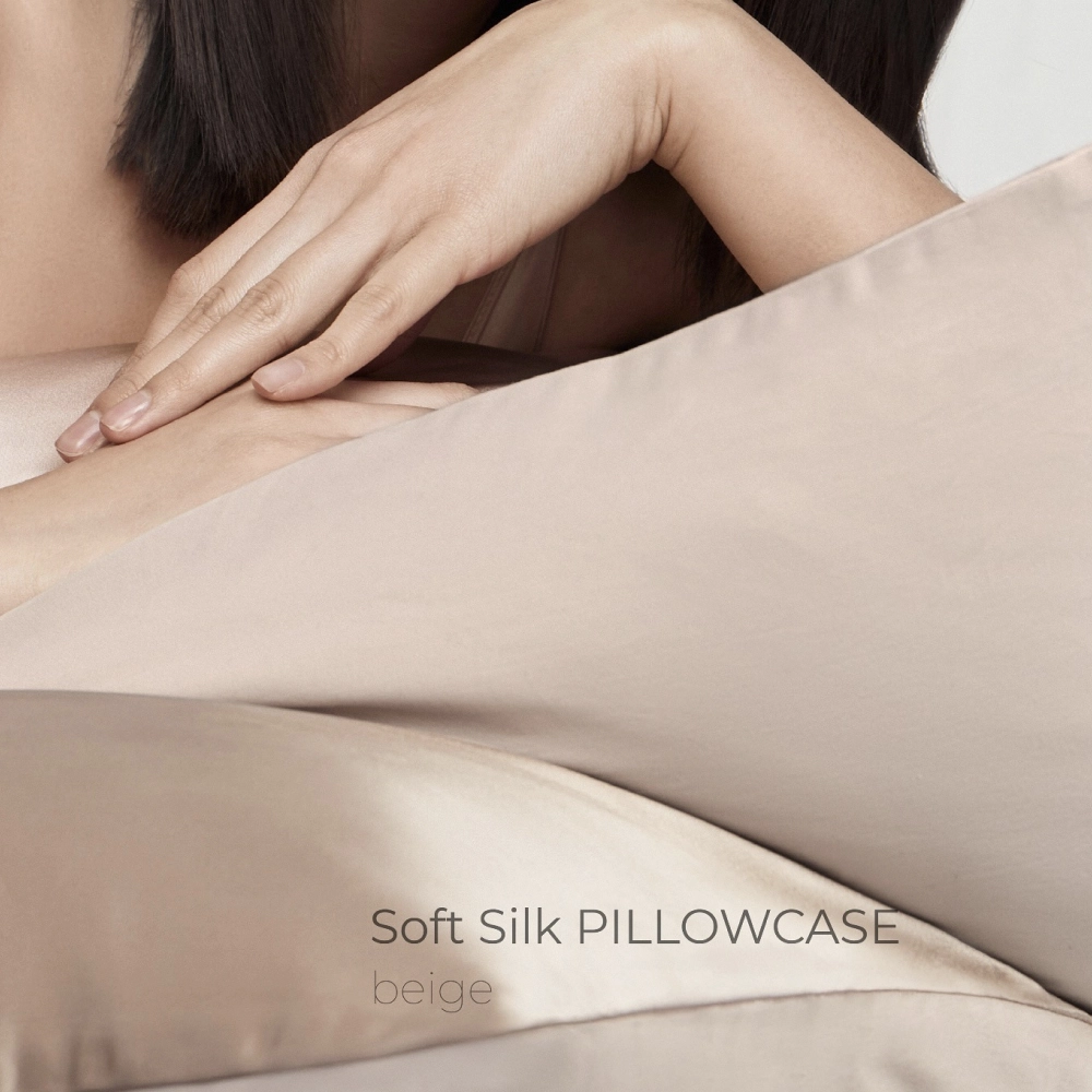 Шелковая наволочка с сатином Soft Silk Pillowcase MON MOU Оттенок Beige — фото 4
