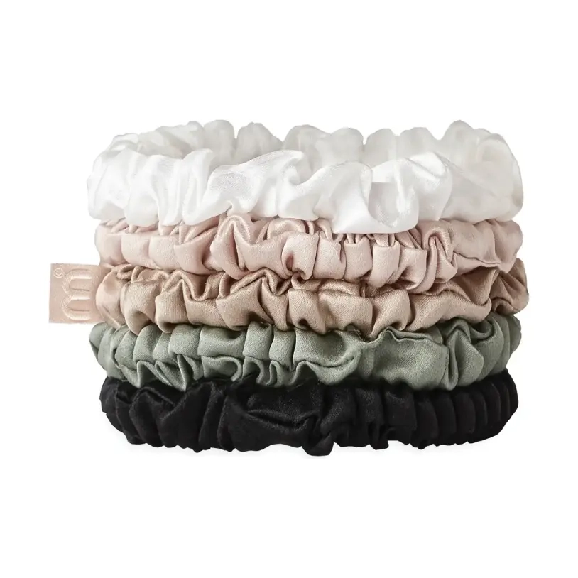 Набір із 5 тонких шовкових резинок Silk Slim Scrunchies Set MON MOU