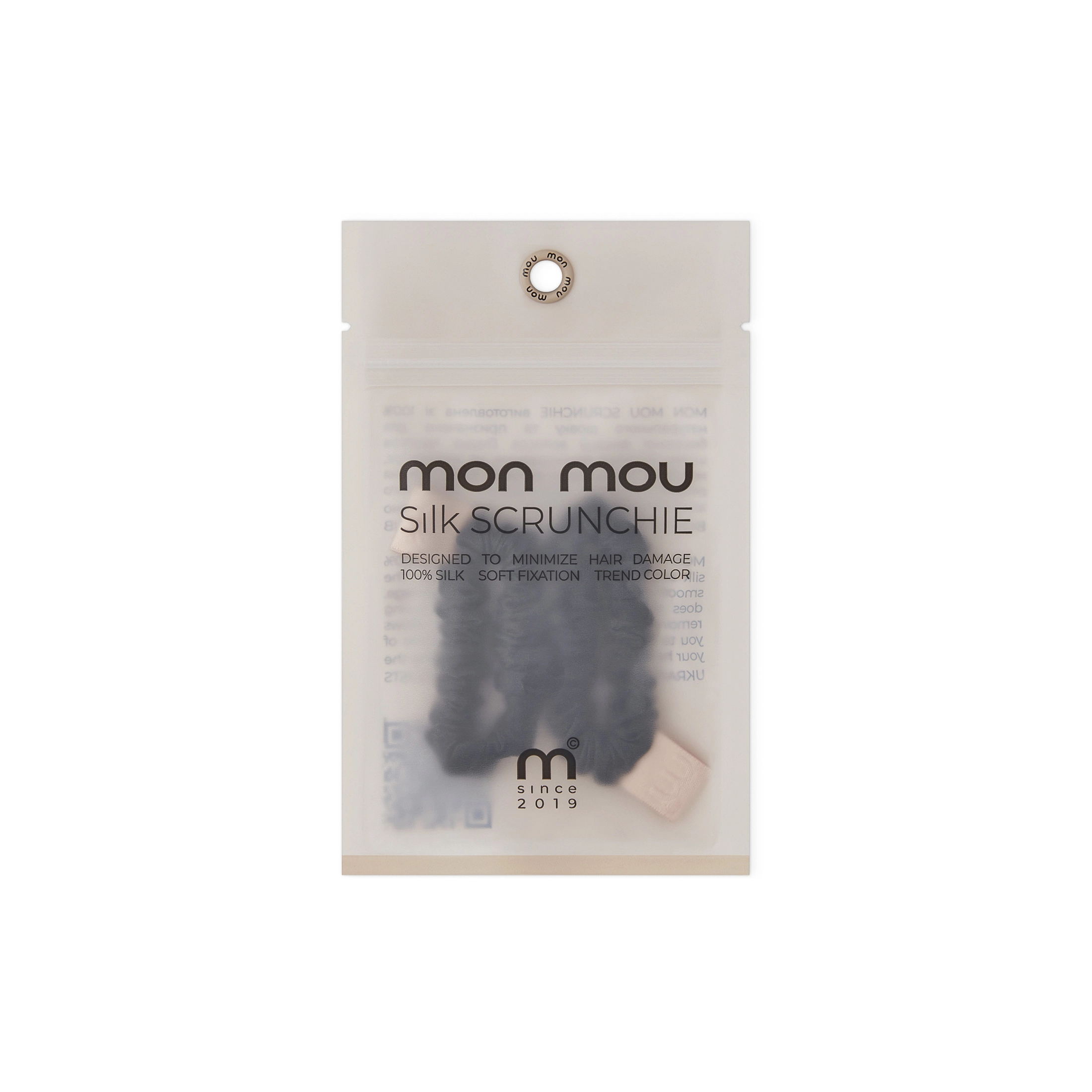 Набір із 2 тонких шовкових міні-резинок Silk Mini Slim Scrunchie Set MON MOU Відтінок Black — фото 2