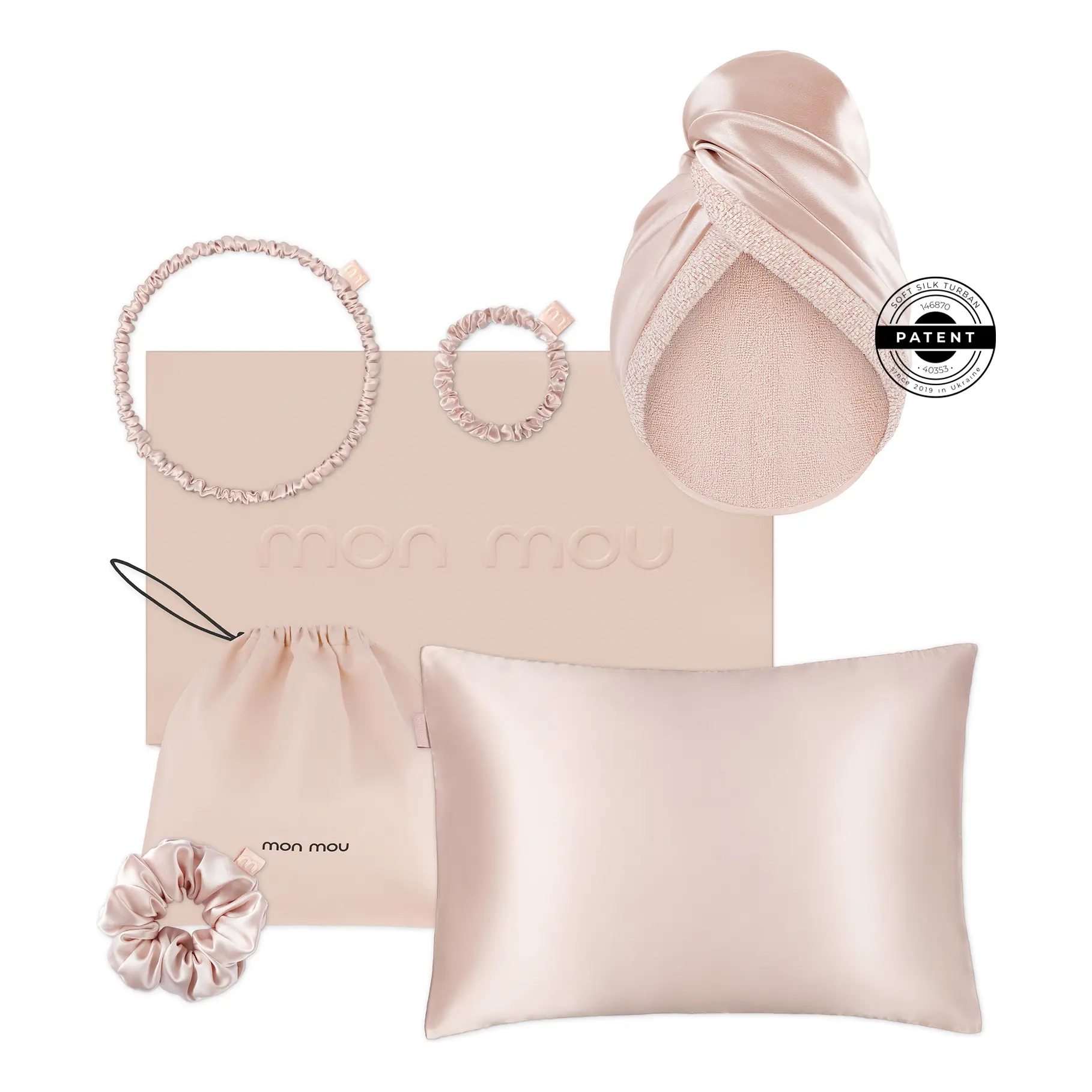 Набор шелковых аксессуаров Soft Silk Set Nude MON MOU
