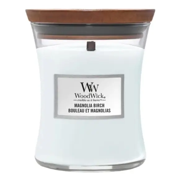 Ароматична свічка з нотами магнолії та берези Medium Magnolia Birch WOODWICK Вага 275 г
