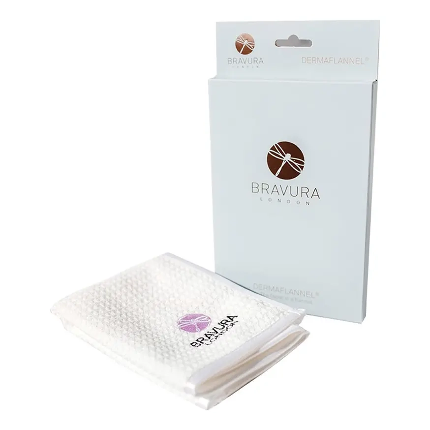 Фланель для очищення і розгладження шкіри обличчя і тіла Dermaflannel Exfoliator for Face & Body BRAVURA LONDON