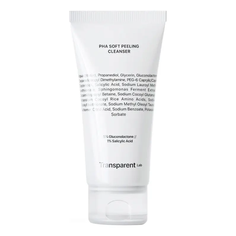 Очищуючий засіб для обличчя з ефектом пілінгу PHA Soft Peeling Cleanser TRANSPARENT LAB Обʼєм 60 мл