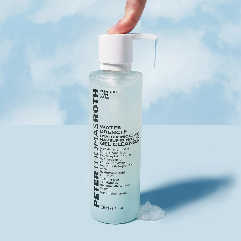 Увлажняющий гель для снятия макияжа Water Drench® Hyaluronic Cloud Makeup Removing Gel Cleanser PETER THOMAS ROTH Объем 200 мл — фото 4