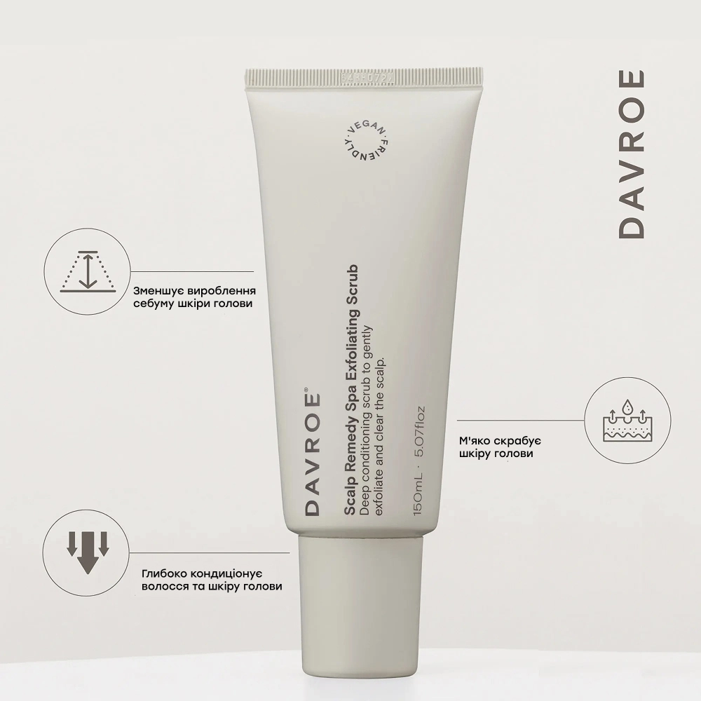 Глибоко очищуючий скраб для шкіри голови Scalp Remedy Spa Exfoliating Scrub DAVROE Обʼєм 150 мл — фото 3