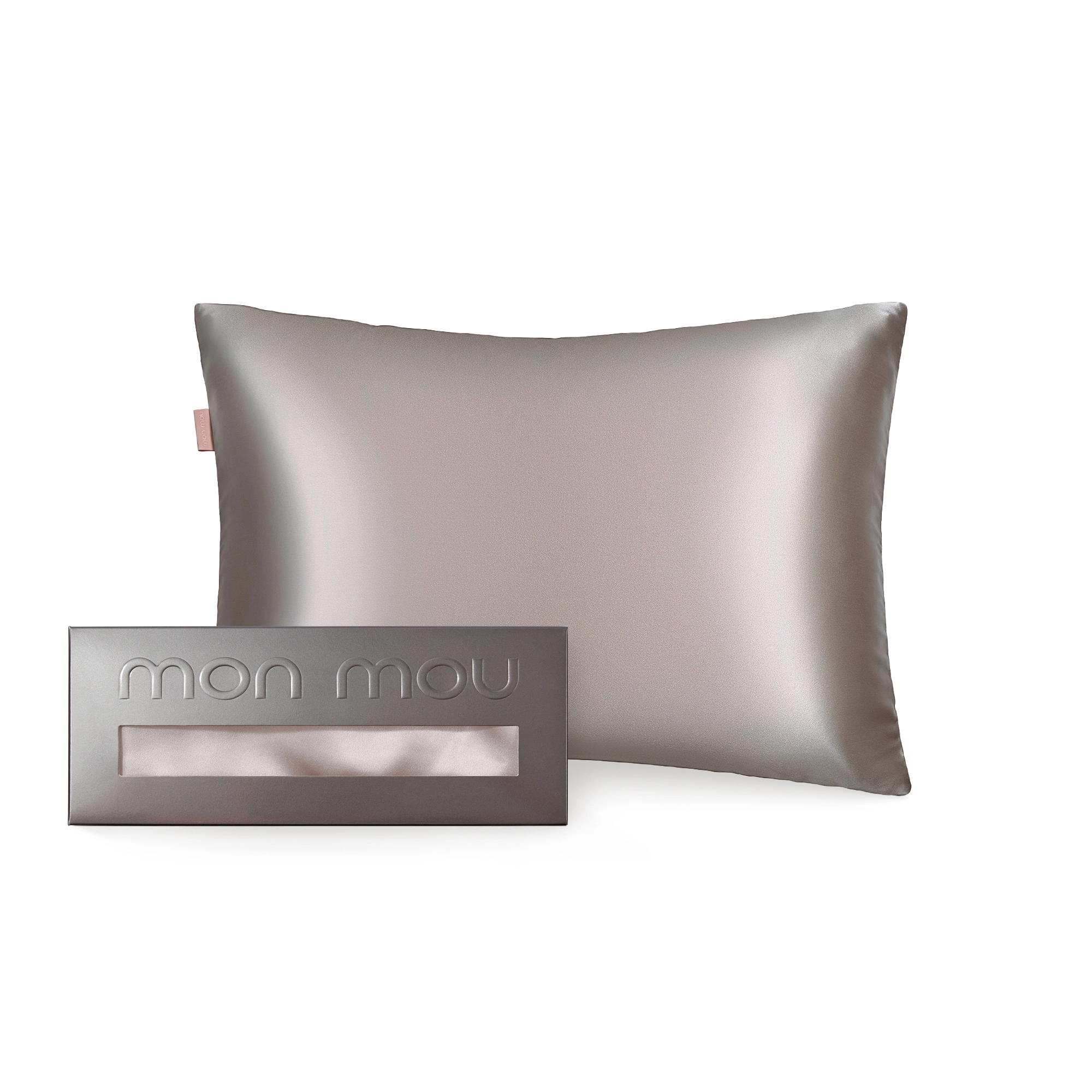 Шелковая наволочка с сатином Soft Silk Pillowcase MON MOU Оттенок Taupe — фото 4