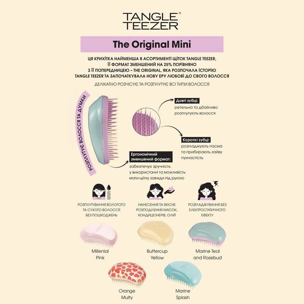 Щетка для волос The Original Mini TANGLE TEEZER Оттенок Millenial Pink — фото 8