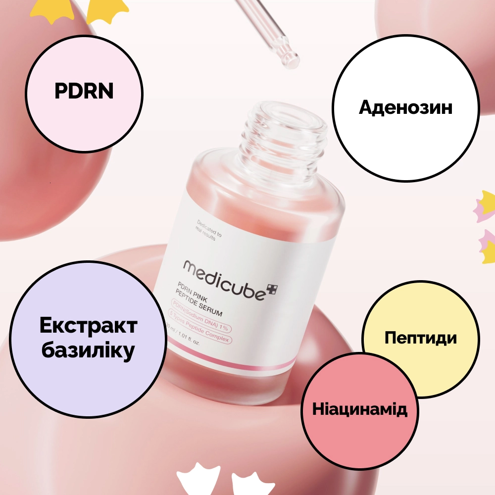 Восстанавливающая сыворотка с молекулами ДНК и розовыми пептидами Pdrn Pink Peptide Serum MEDICUBE Объем 30 мл — фото 6