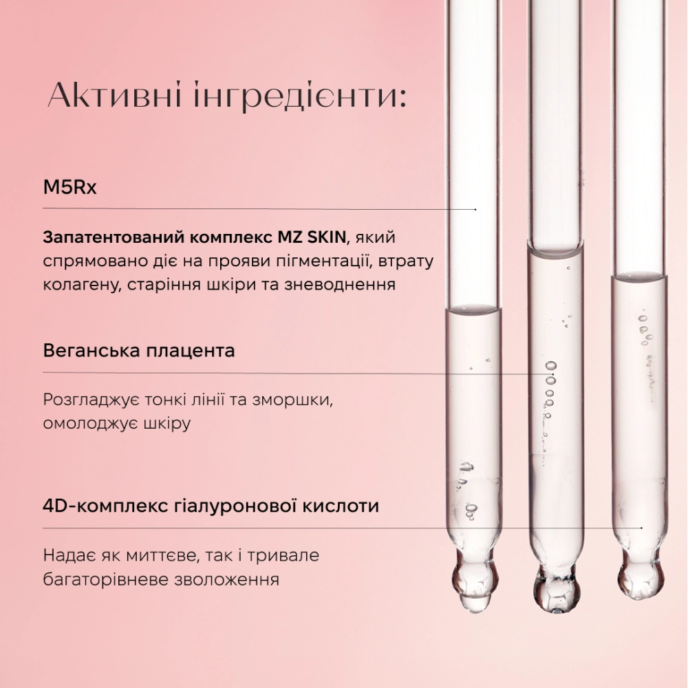 Зволожуюча сироватка з біоплацентою Bio-Placenta Hyaluronic Acid Serum MZ SKIN Обʼєм 30 мл — фото 4