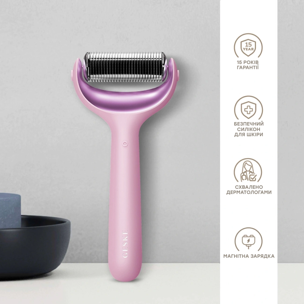 Електронний ролик для обличчя та тіла з мікроголками 8 в 1 MicroNeedle Face & Body Roller 8 in 1 GESKE Відтінок Pink — фото 4