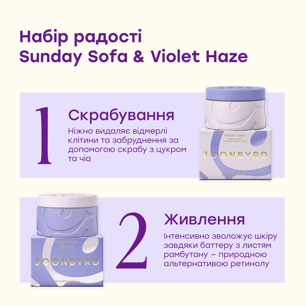 Набір для відлущування та живлення тіла Violet Haze & Sunday Sofa Duo JOONBYRD — фото 5