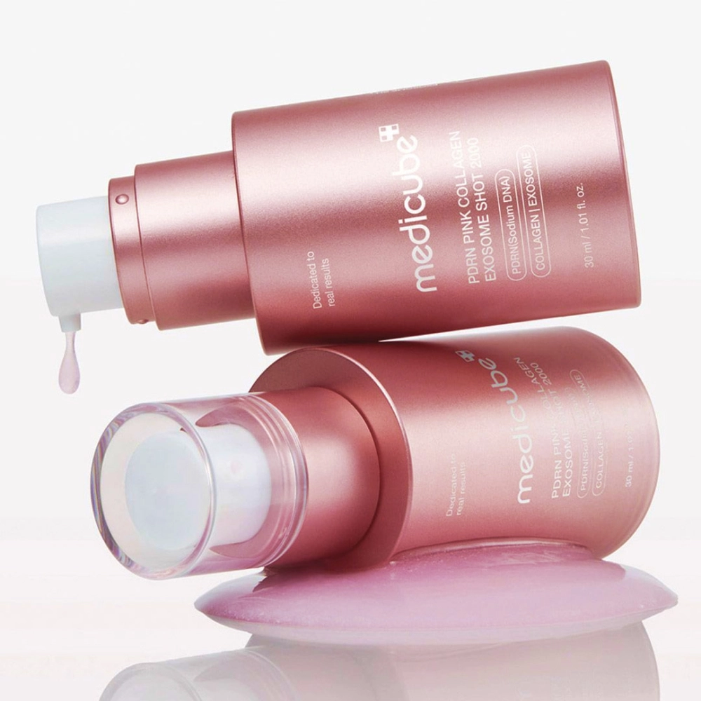 Регенеруюча сироватка з полінуклеотидами, екзосомами та спікулами Pdrn Pink Collagen Exosome Shot 7500 MEDICUBE Обʼєм 30 мл — фото 2