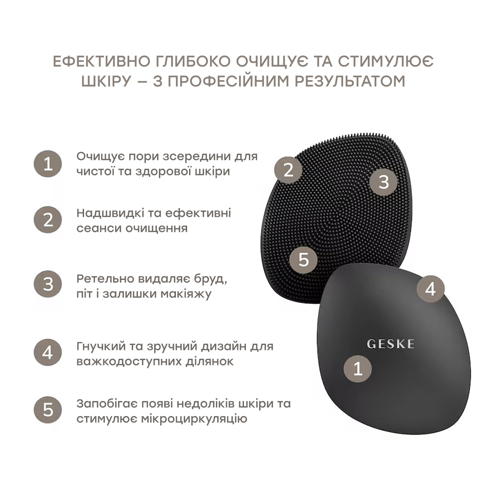 Щітка для обличчя 4 в 1 Facial Brush 4 in 1 GESKE Відтінок Gray — фото 5