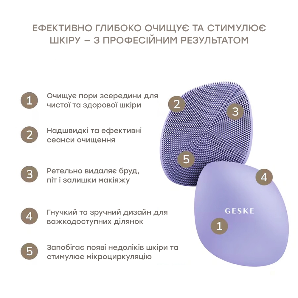 Щётка для лица 4 в 1 Facial Brush 4 in 1 GESKE Оттенок Purple — фото 5