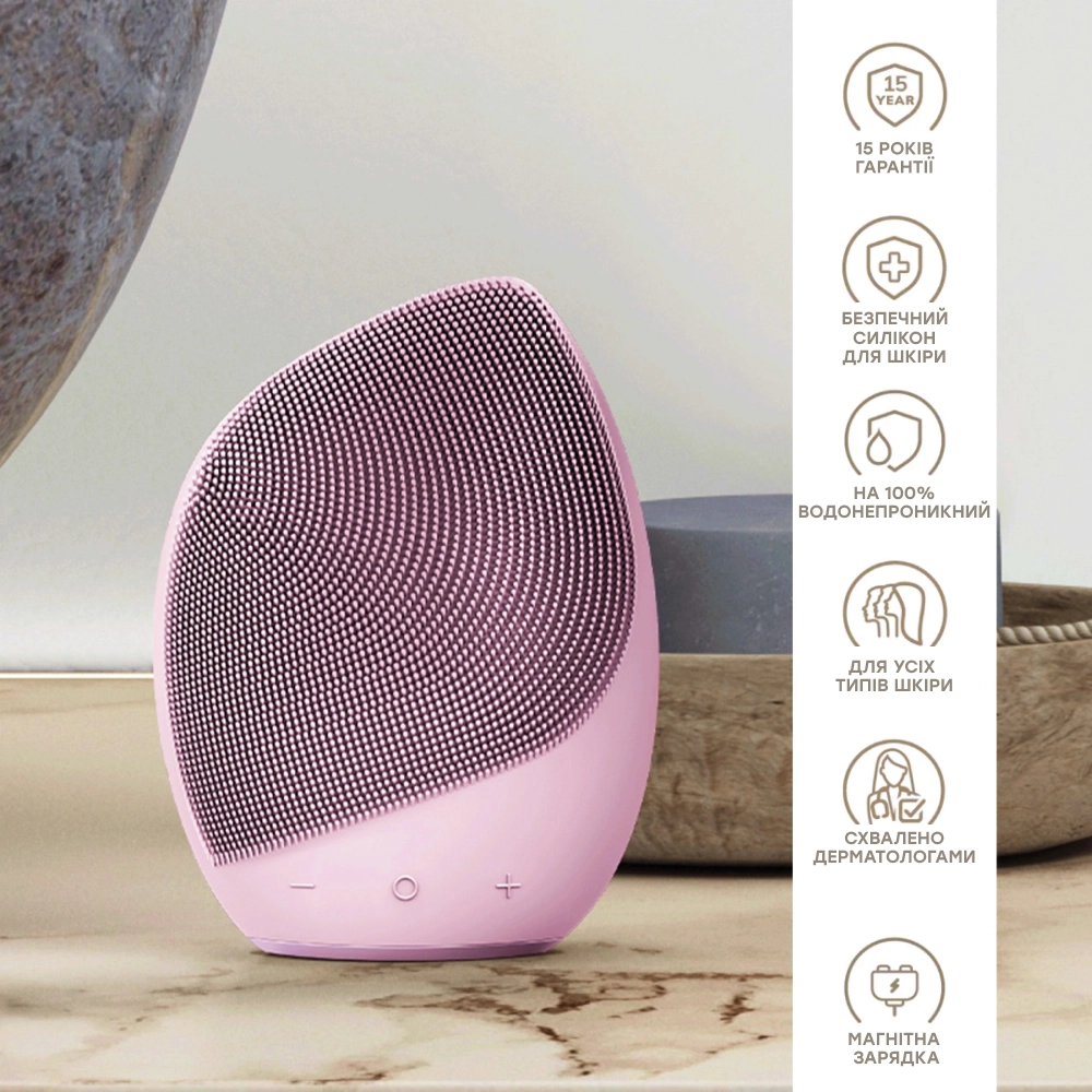 Електронна звукова щітка для обличчя 5 в 1 Sonic Facial Brush 5 in 1 GESKE Відтінок Pink — фото 5