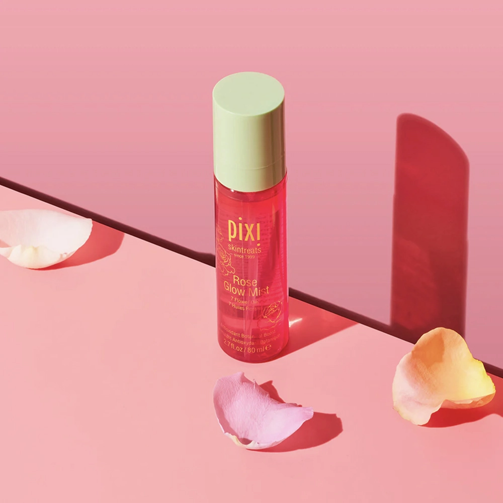 Двофазний спрей для сяяння шкіри з антиоксидантами Rose Glow Mist PIXI Обʼєм 80 мл — фото 3