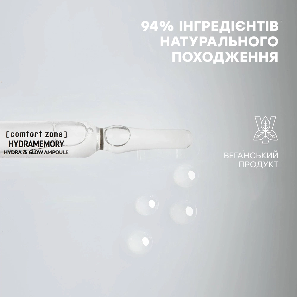 Ампули для обличчя "Зволоження та сяйво" Hydramemory Hydra&Glow Ampoule COMFORT ZONE Обʼєм 14 мл — фото 5