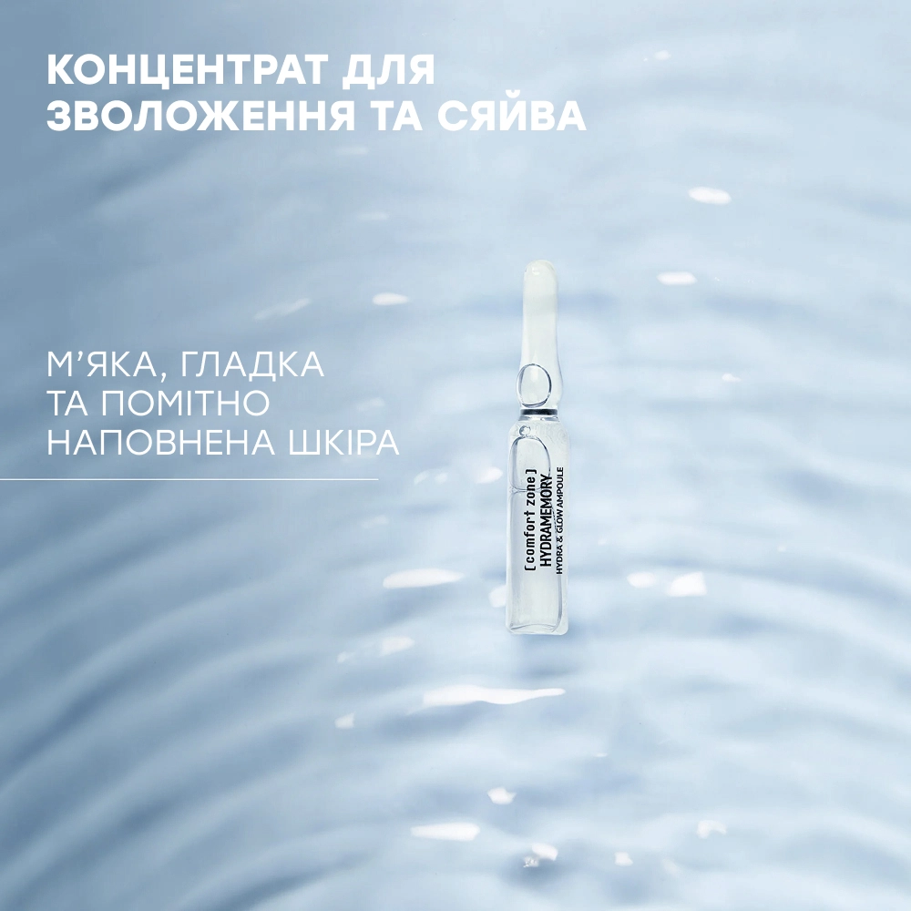 Ампули для обличчя "Зволоження та сяйво" Hydramemory Hydra&Glow Ampoule COMFORT ZONE Обʼєм 14 мл — фото 2