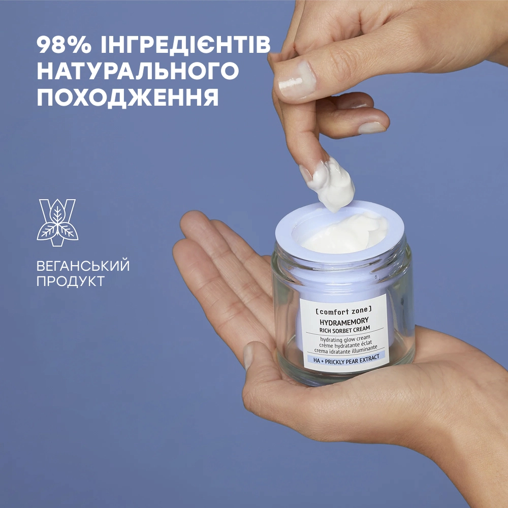 Зволожувальний крем-сорбет (змінний блок) Hydramemory Rich Sorbet Cream Refill COMFORT ZONE Обʼєм 50 мл — фото 2