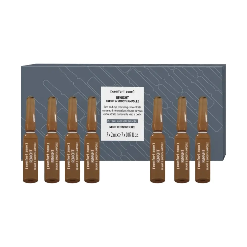 Ампули для сяйва та гладкості шкіри обличчя Renight Bright & Smooth Ampoule COMFORT ZONE Обʼєм 14 мл