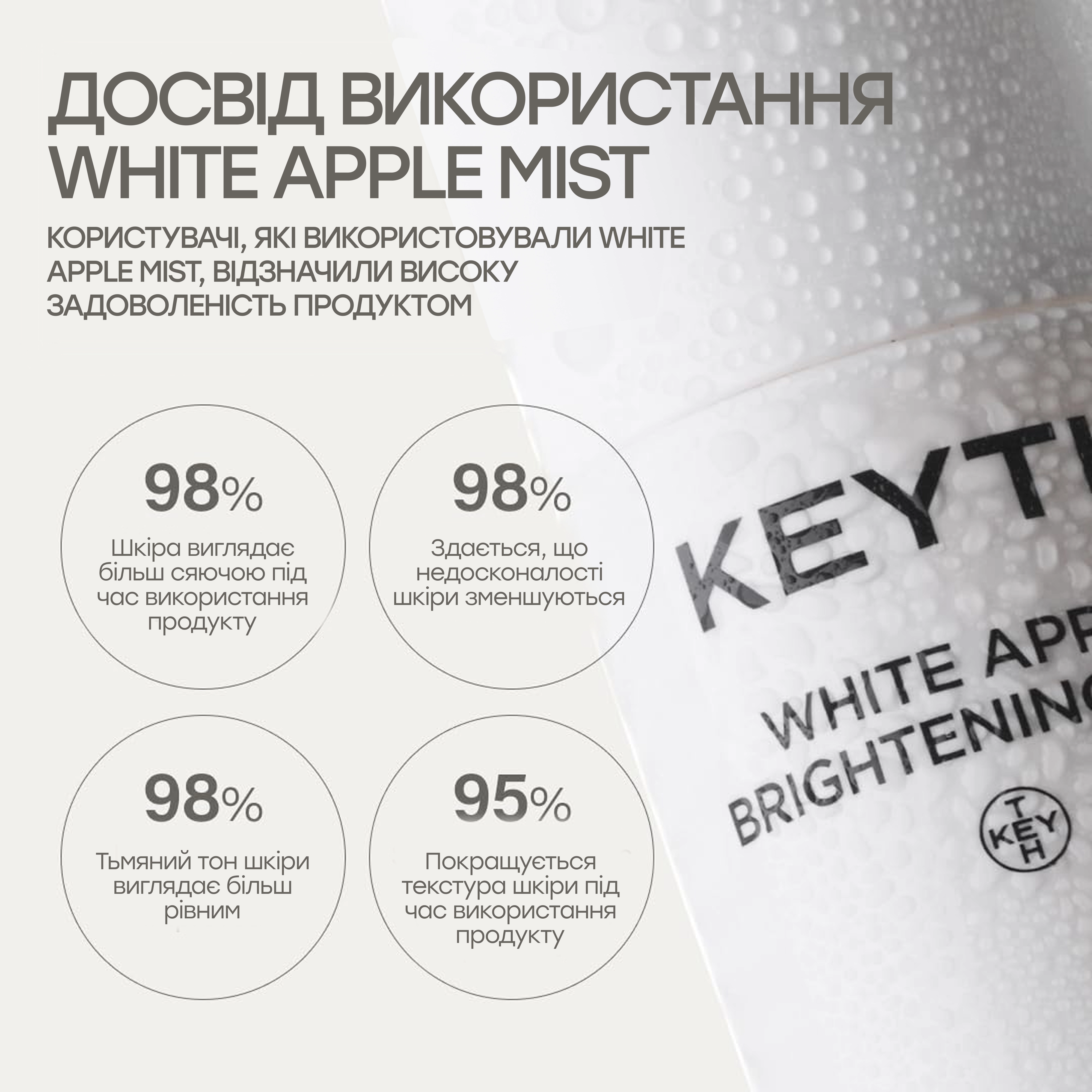 Освітлювальний міст для сяйва та рівного тону шкіри White Apple Brightening Mist KEYTH Обʼєм 50 мл — фото 5