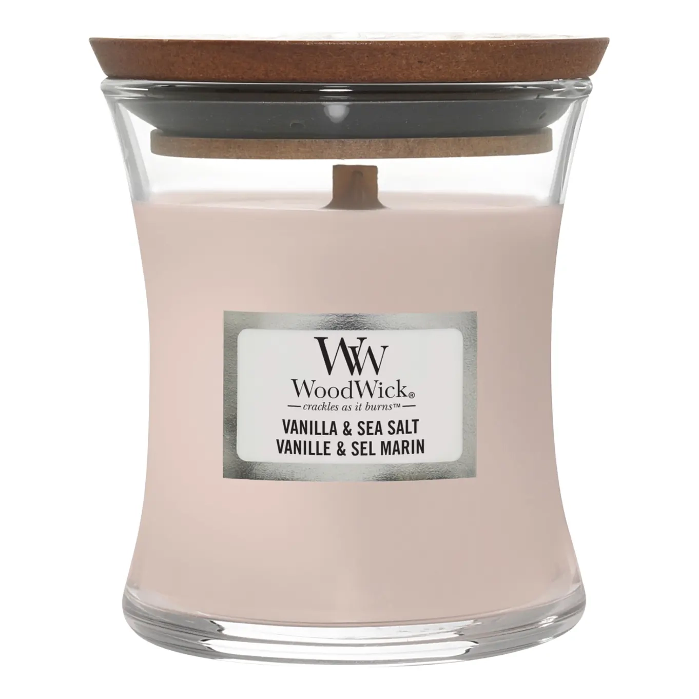 Ароматична свічка з ароматом ванілі та морської солі Mini Vanilla & Sea Salt WOODWICK Вага 85 г