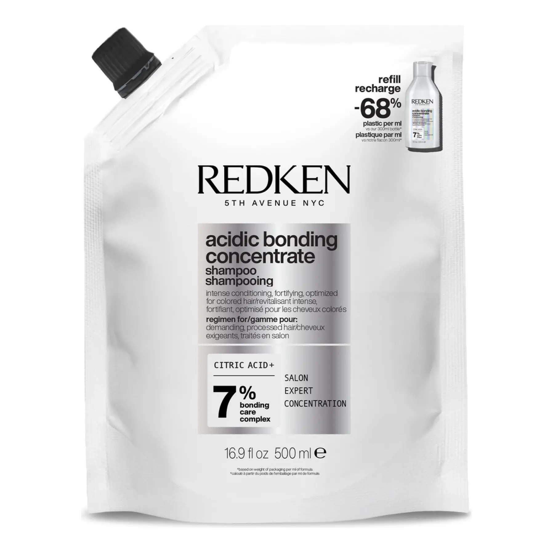 Відновлювальний шампунь для пошкодженого волосся (Змінний блок) Acidic Bonding Concentrate Shampoo Refill REDKEN Обʼєм 500 мл