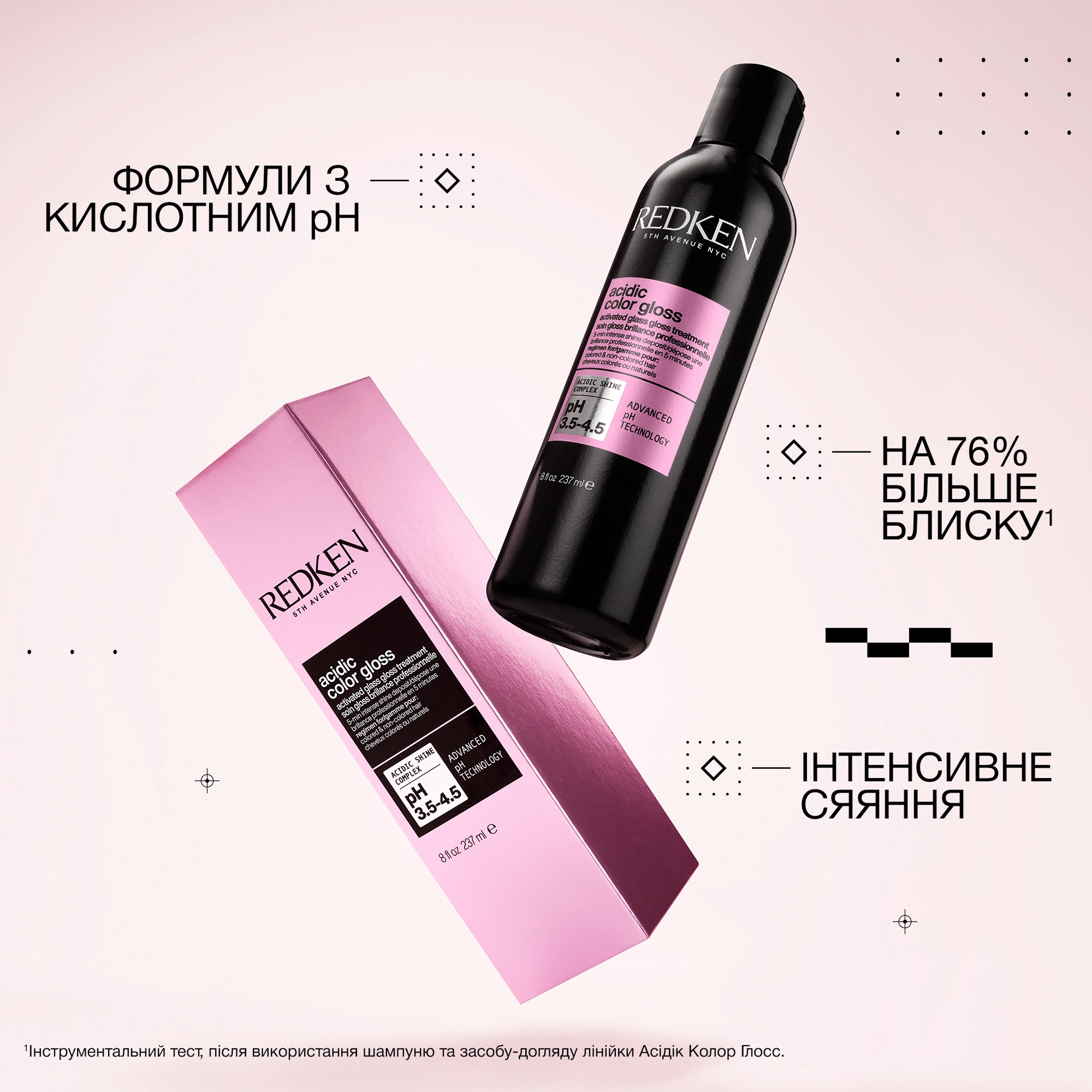 Професійний доглядовий засіб для блиску та сяйва волосся Acidic Color Gloss Activated Glass Gloss Treatment REDKEN Обʼєм 237 мл — фото 3
