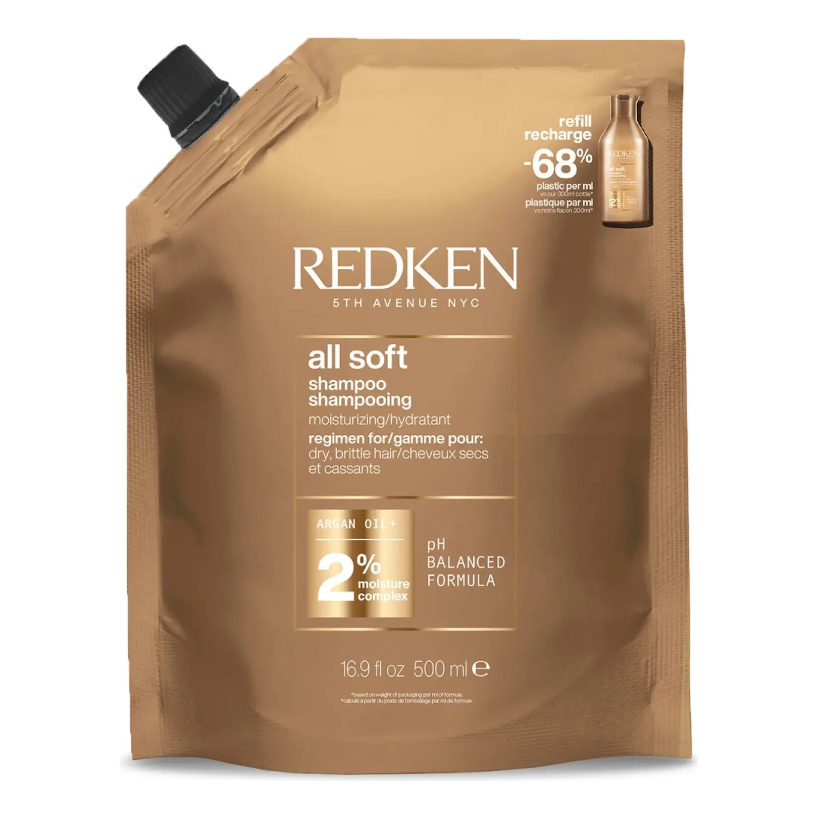 Зволожувальний шампунь для сухого волосся (Змінний блок) All Soft Shampoo Refill REDKEN Обʼєм 500 мл
