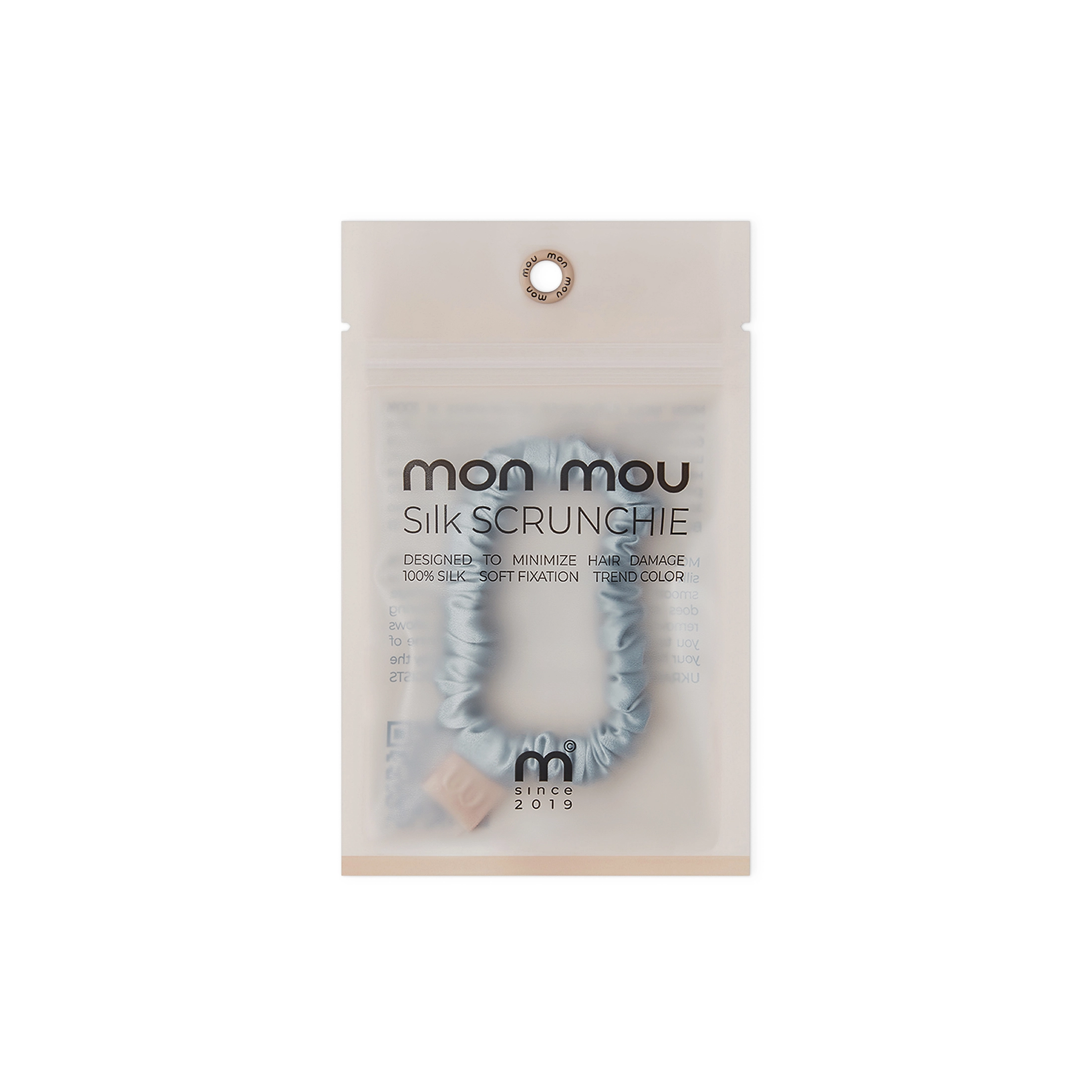 Тонкая шелковая резинка Silk Slim Scrunchie MON MOU Оттенок Blue Gray — фото 2