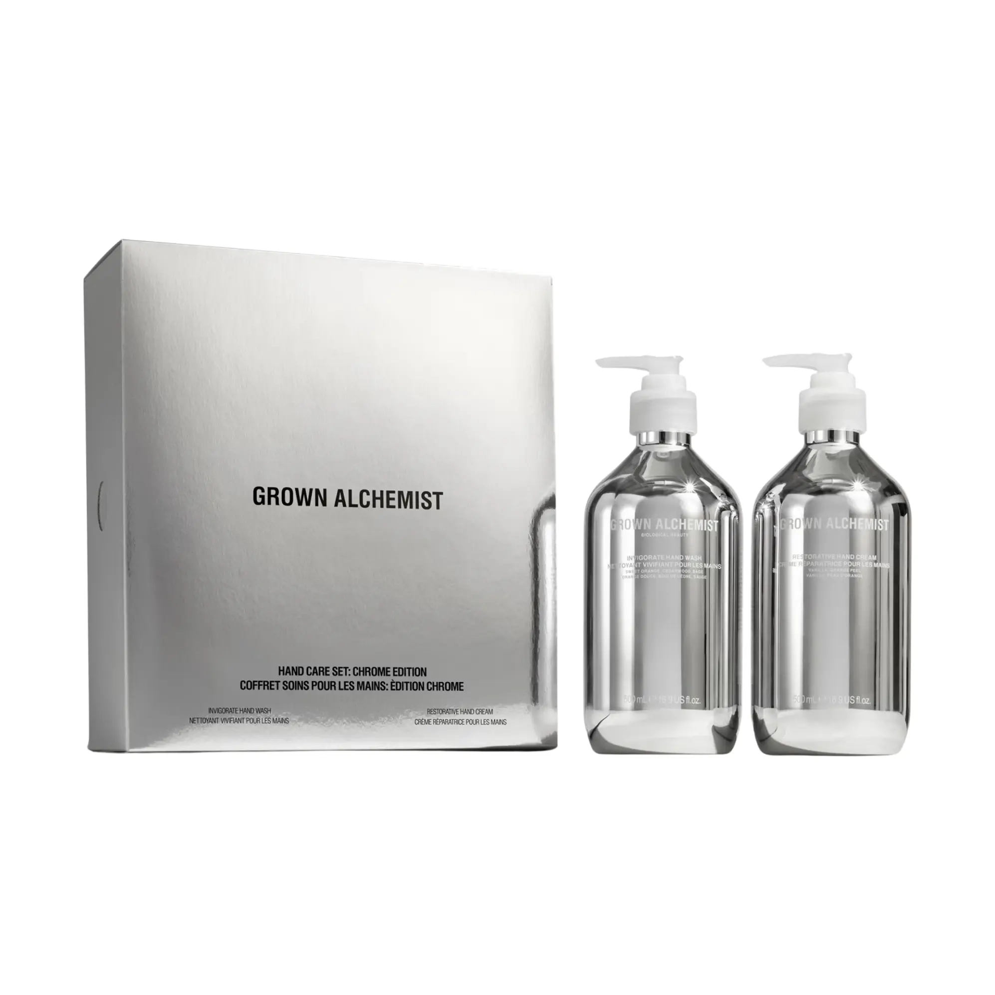 Лімітований набір для догляду за руками у хромованому дизайні Hand Care Set: Chrome Edition GROWN ALCHEMIST