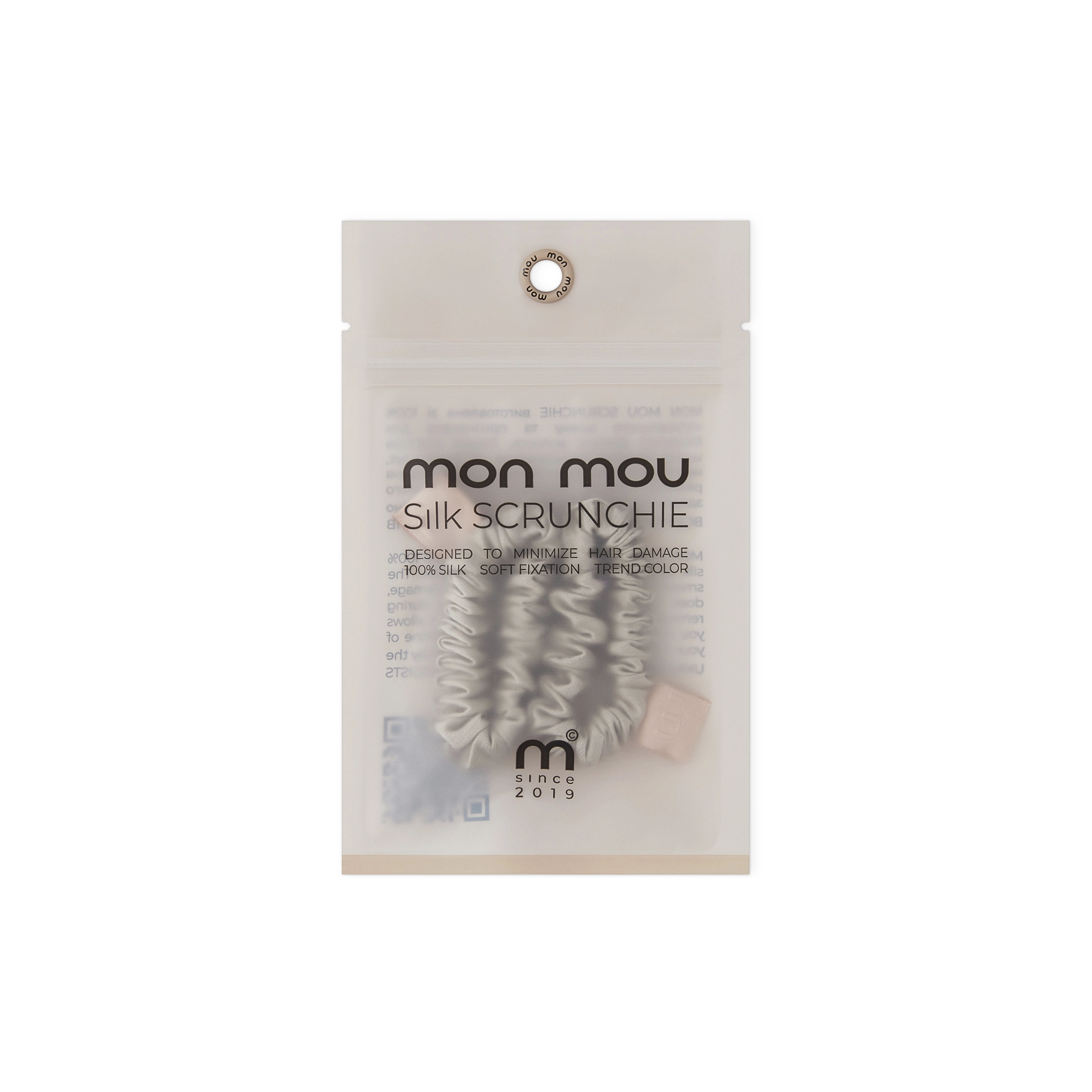 Набір із 2 тонких шовкових міні-резинок Silk Mini Slim Scrunchie Set MON MOU Відтінок Taupe — фото 2
