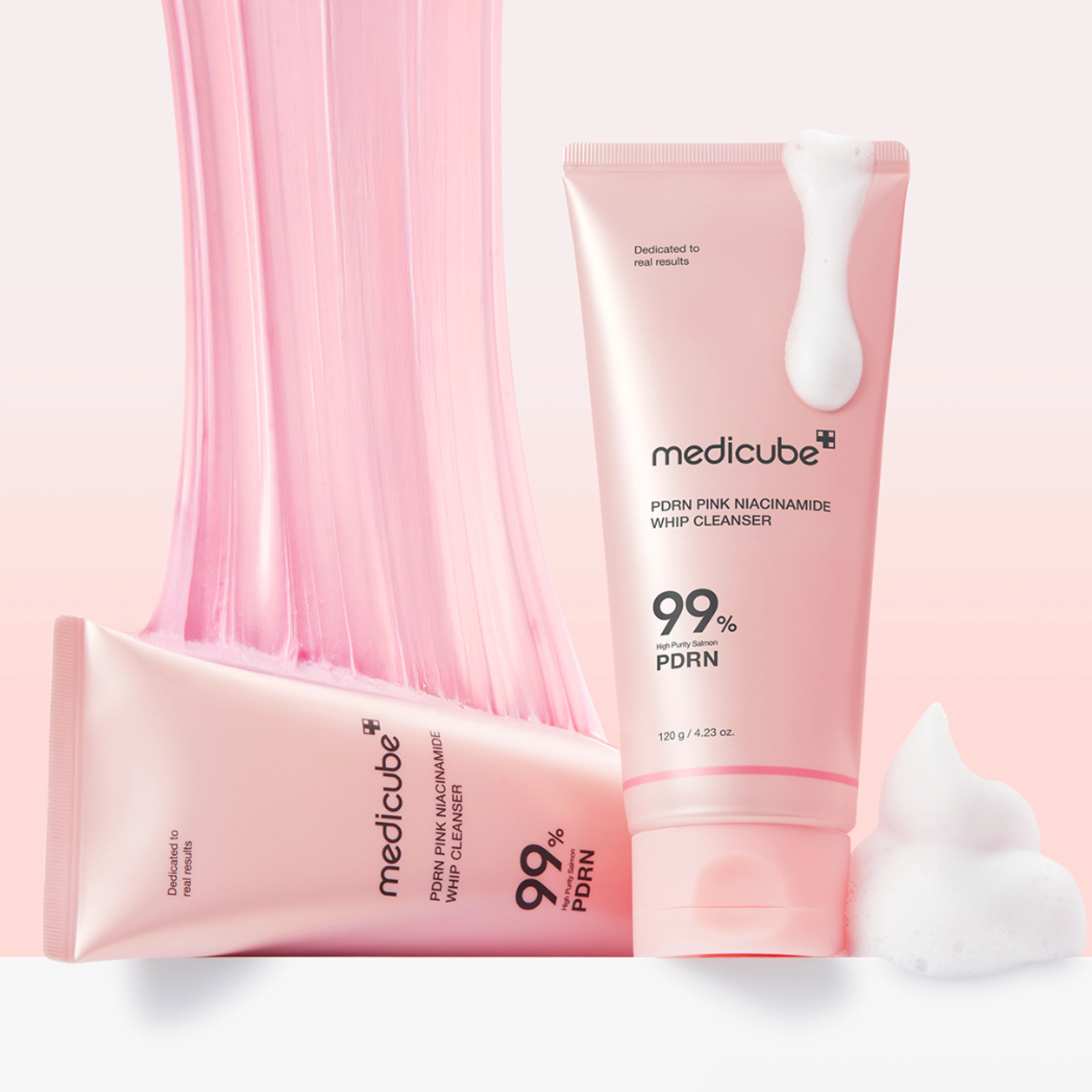 Очищувальна пінка з полінуклеотидами та ніацинамідом PDRN Pink Niacinamide Whip Cleanser MEDICUBE Обʼєм 120 мл — фото 6