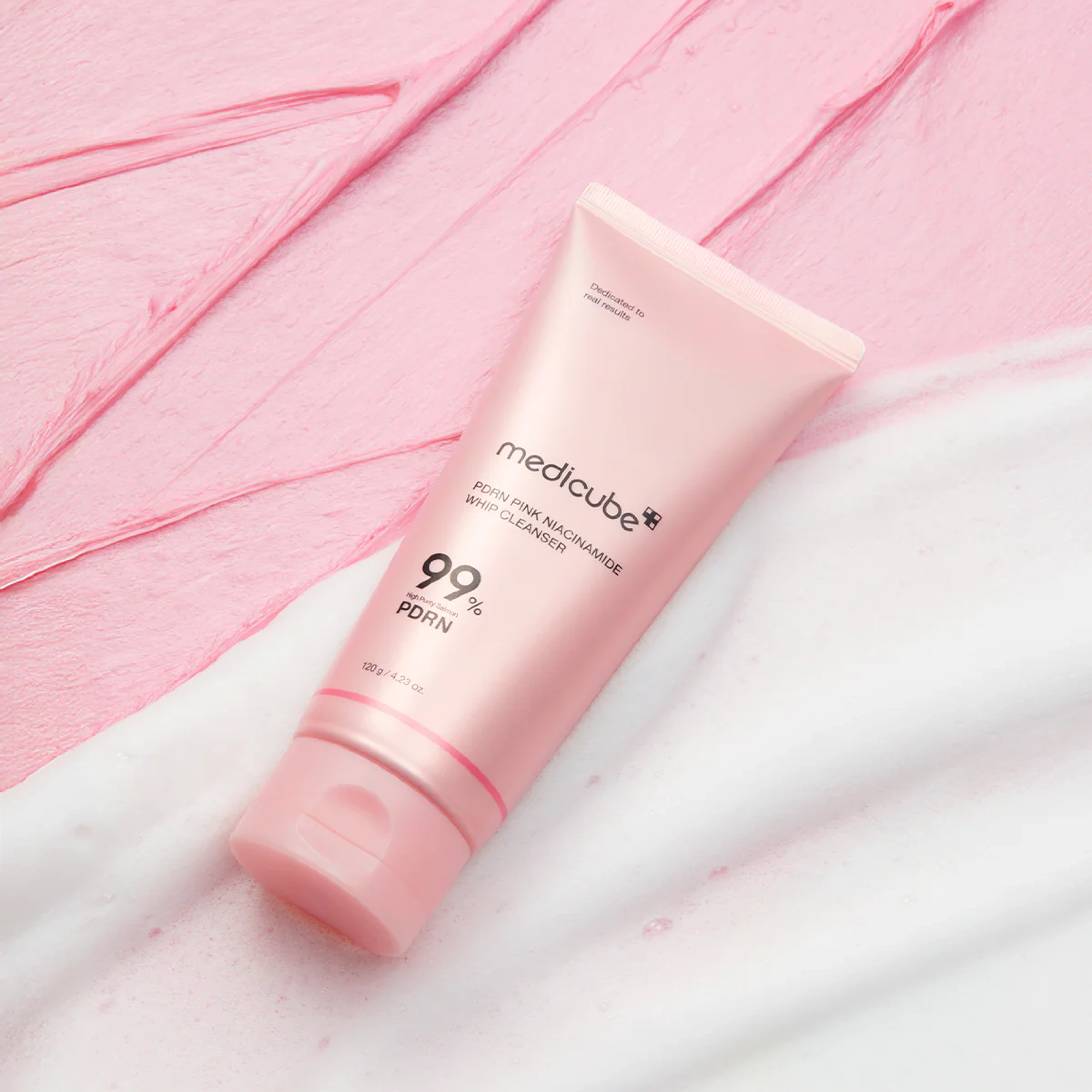 Очищувальна пінка з полінуклеотидами та ніацинамідом PDRN Pink Niacinamide Whip Cleanser MEDICUBE Обʼєм 120 мл — фото 7