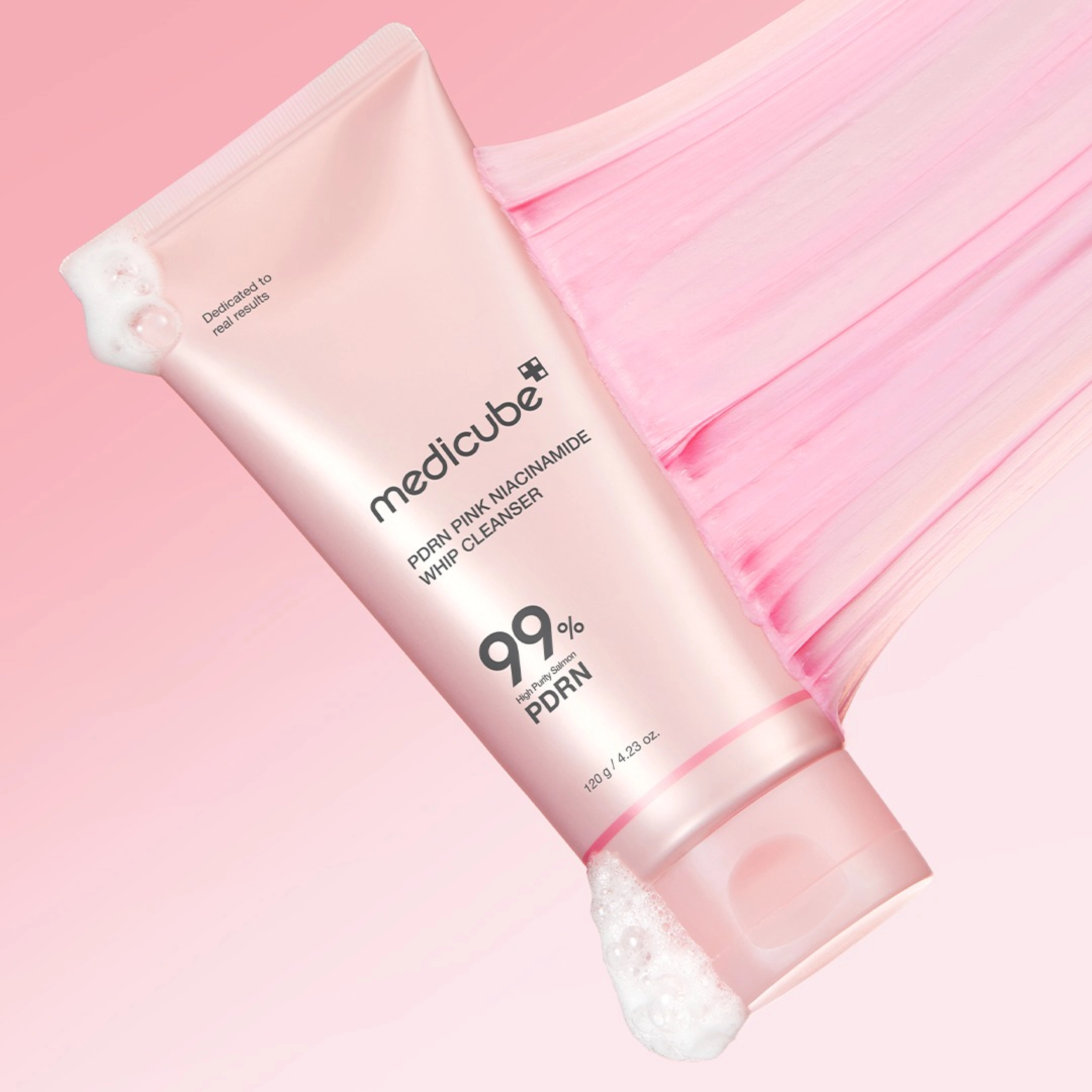 Очищувальна пінка з полінуклеотидами та ніацинамідом PDRN Pink Niacinamide Whip Cleanser MEDICUBE Обʼєм 120 мл — фото 8