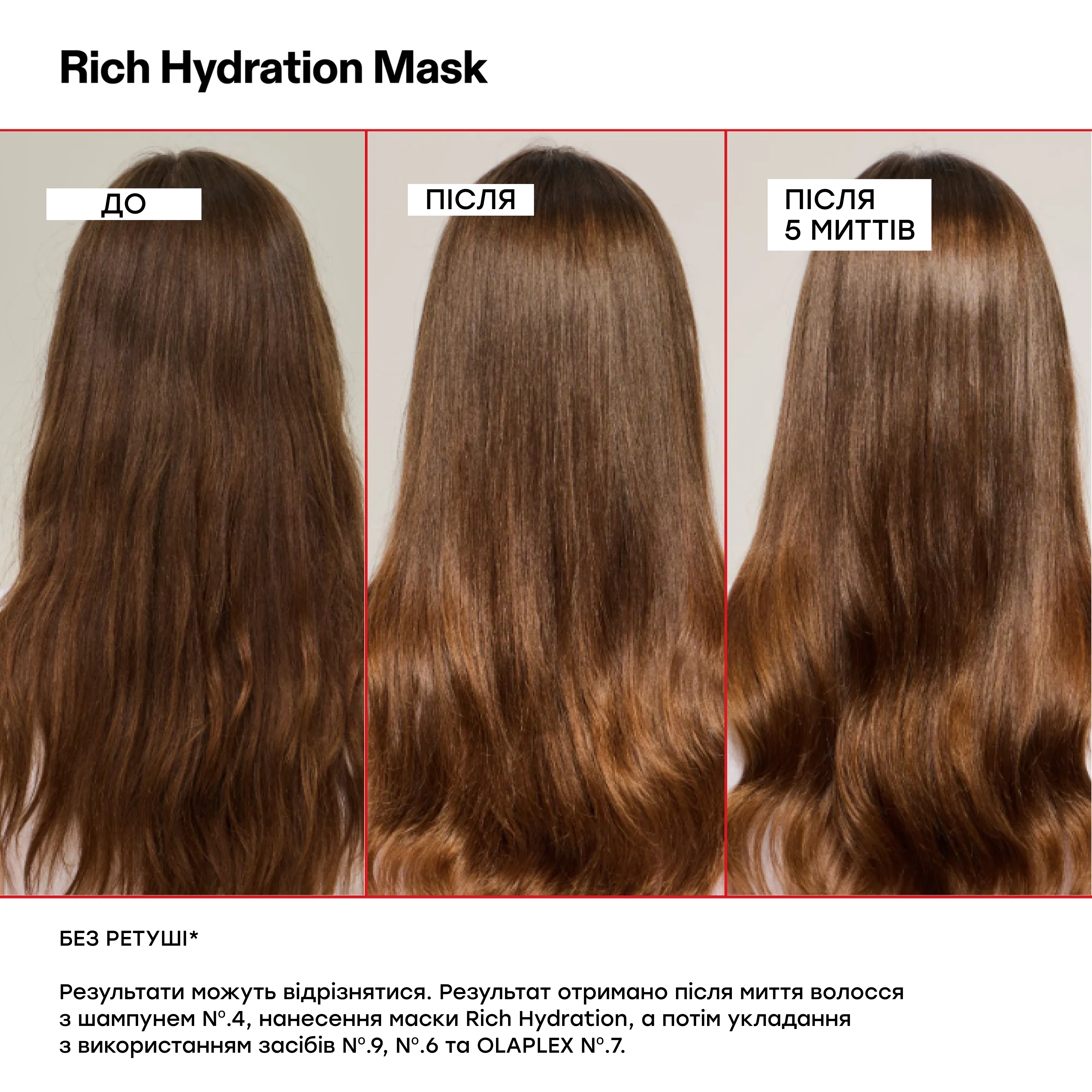 Маска для интенсивного увлажнения и смягчения волос Rich Hydratation Mask OLAPLEX Объем 200 мл — фото 5