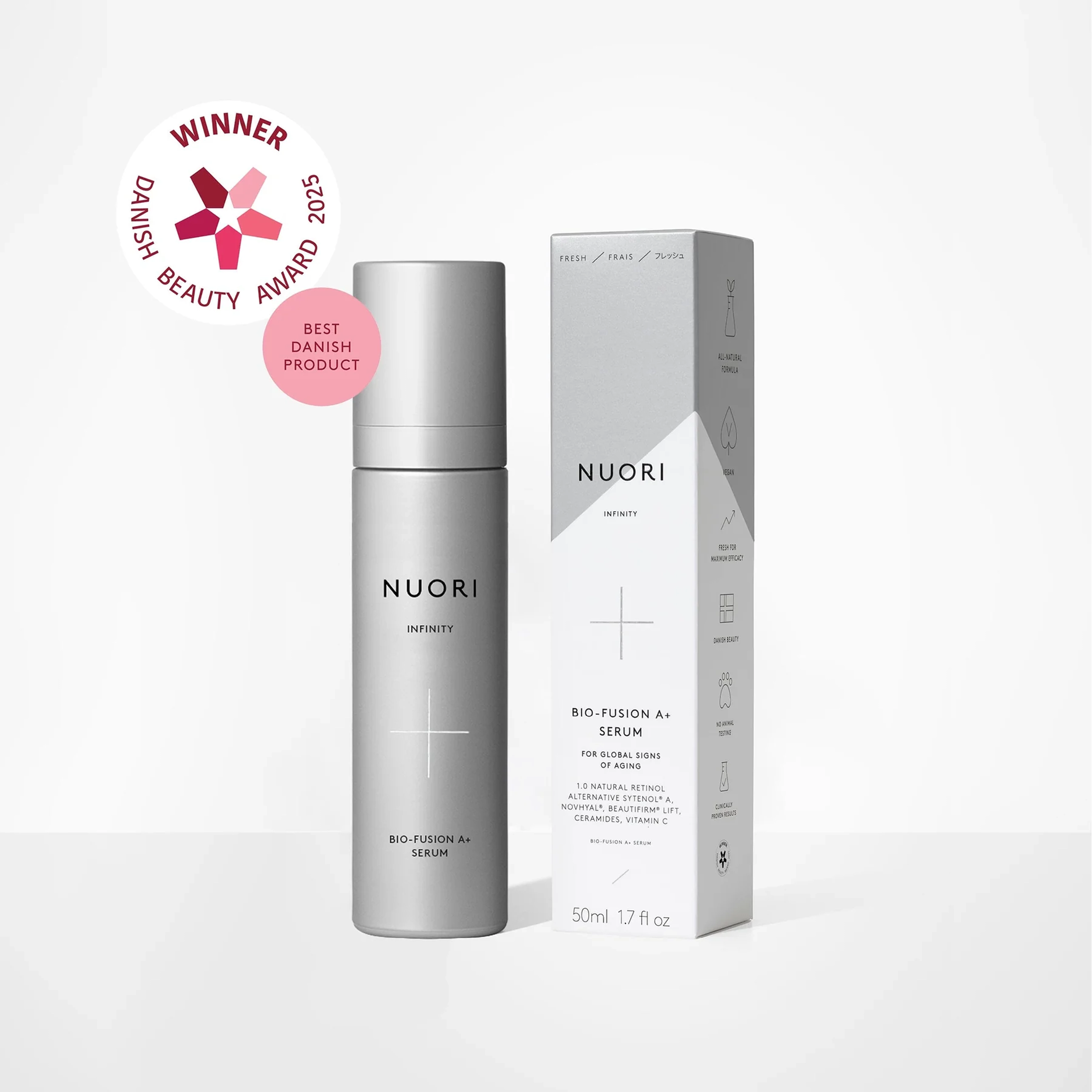 Антивікова сироватка для пружності та оновлення шкіри Infinity Bio-Fusion A+ Serum NUORI Обʼєм 50 мл — фото 3