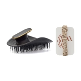 Щітка для волосся з резинкою - Чорна Healthy Hair Brush with Scrunchie MANTA Відтінок Black/Gold
