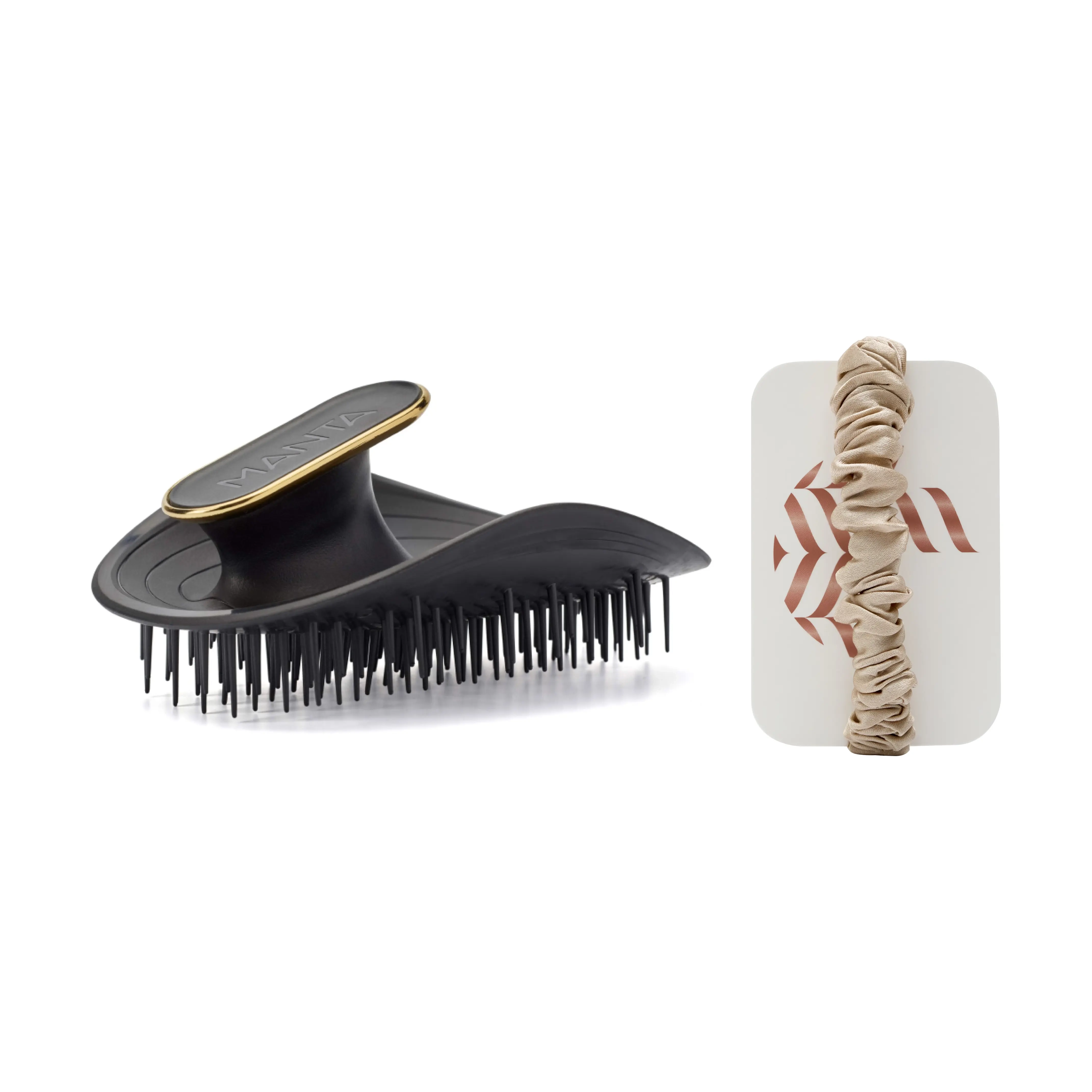 Щітка для волосся з резинкою - Чорна Healthy Hair Brush with Scrunchie MANTA Відтінок Black/Gold