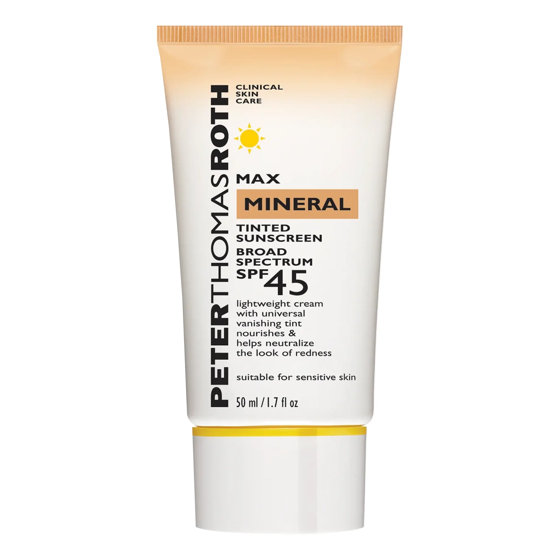 Мінеральний сонцезахисний крем-тінт із SPF 45 Max Mineral Tinted Sunscreen Broad Spectrum SPF 45 PETER THOMAS ROTH Обʼєм 50 мл