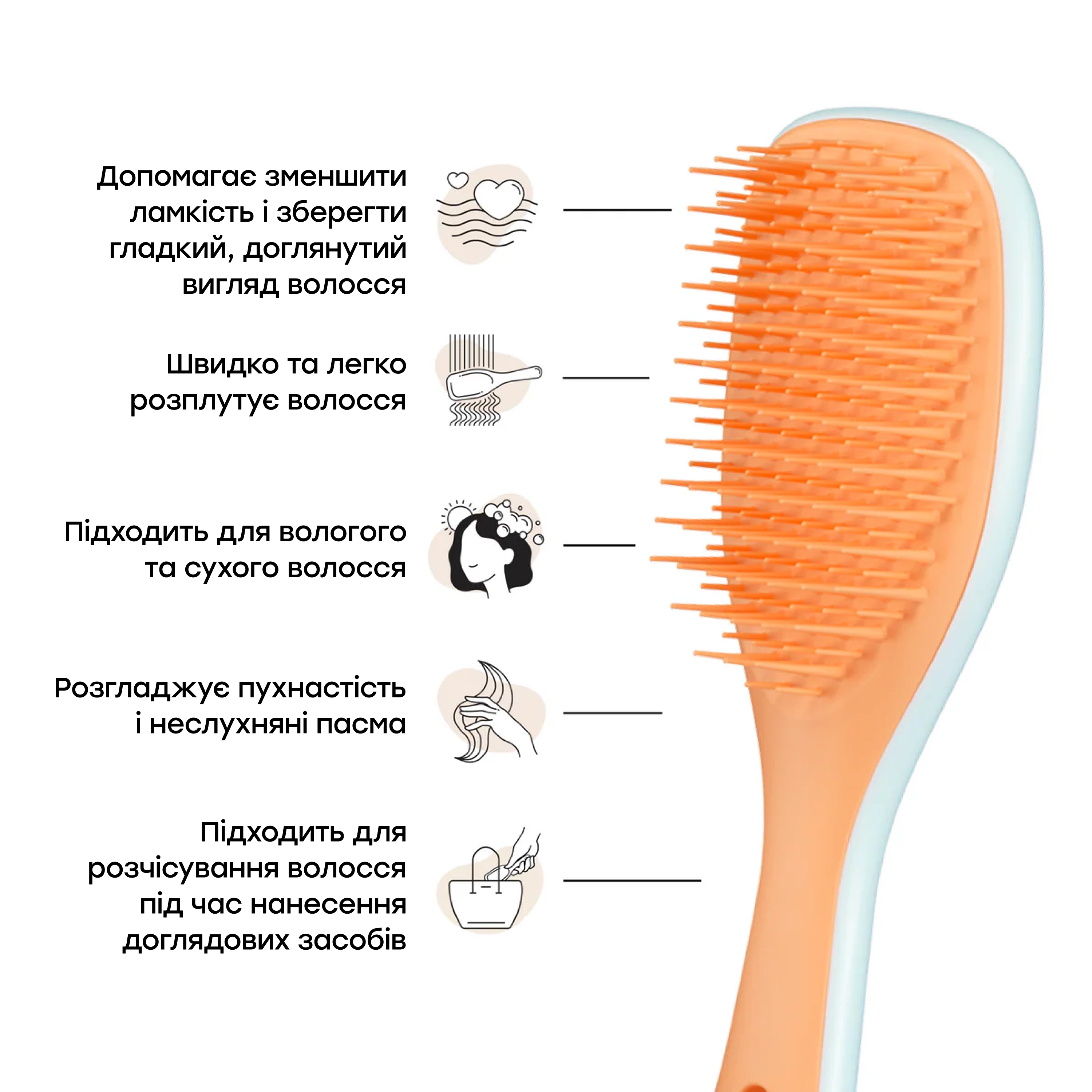 Щітка для волосся The Ultimate Detangler Mini TANGLE TEEZER Відтінок Ice Blue&Sweet Orange — фото 5