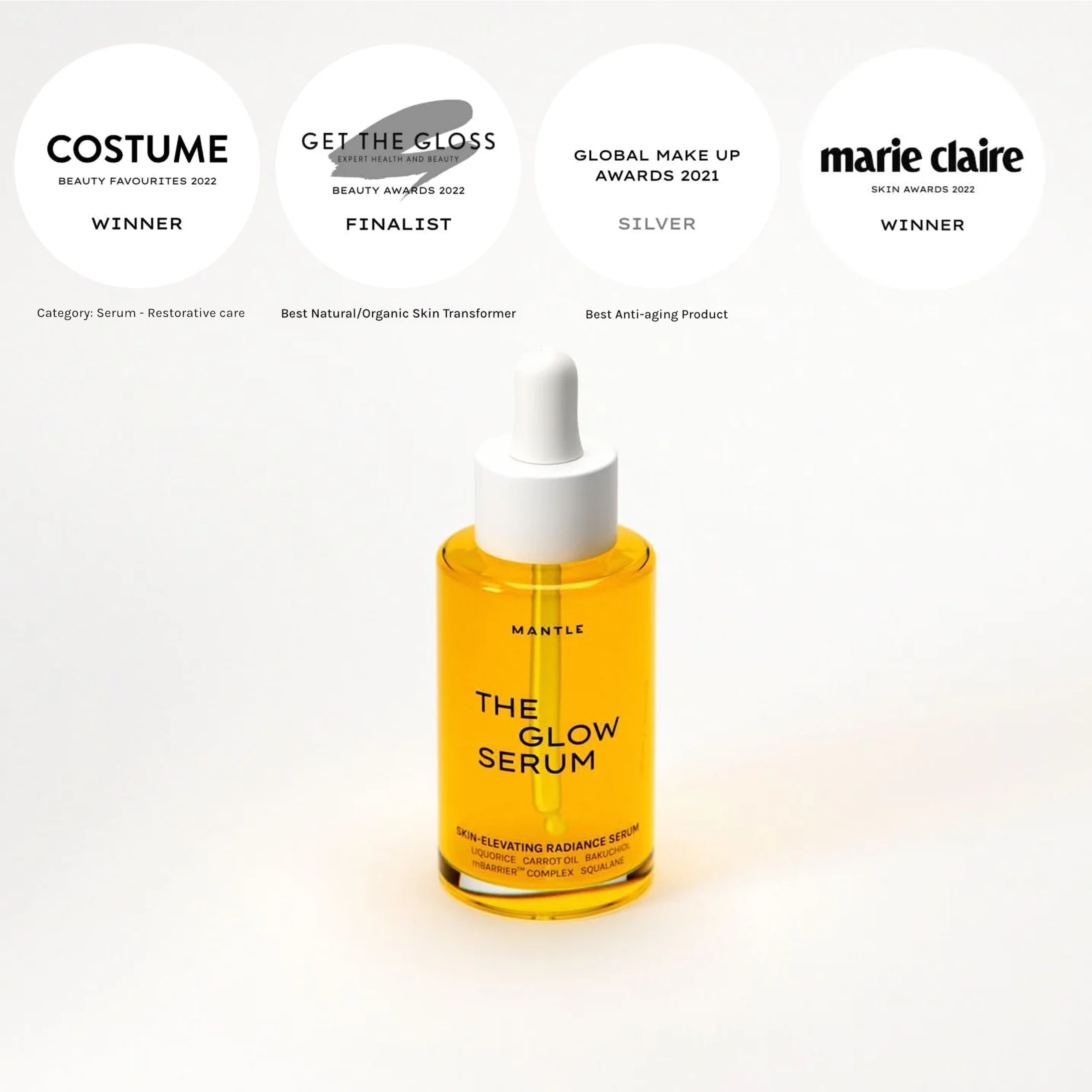 Сироватка для сяйва та пружності шкіри The Glow Serum – Skin-Elevating Radiance Serum MANTLE Обʼєм 30 мл — фото 4