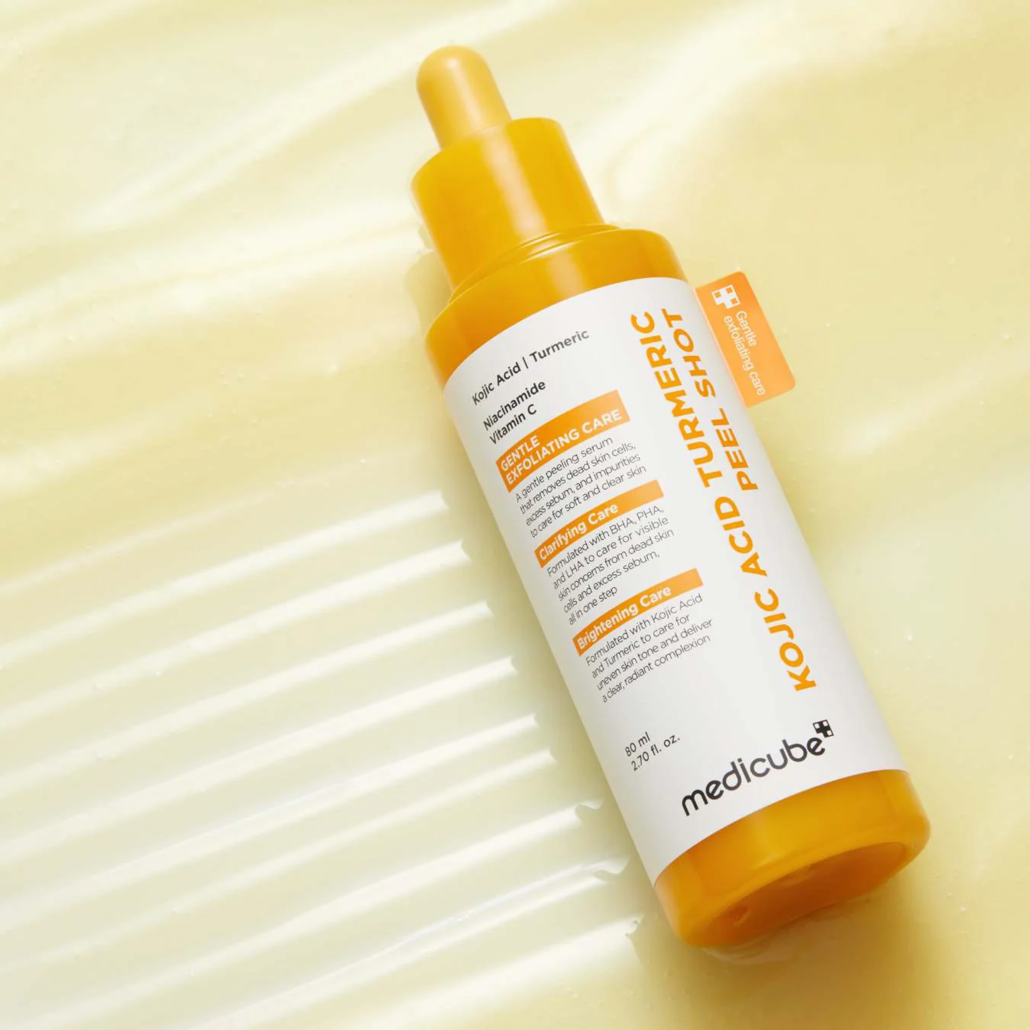 Освітлювальний пілінг з койєвою кислотою та куркумою Kojic Acid Turmeric Peel Shot MEDICUBE Обʼєм 80 мл — фото 3