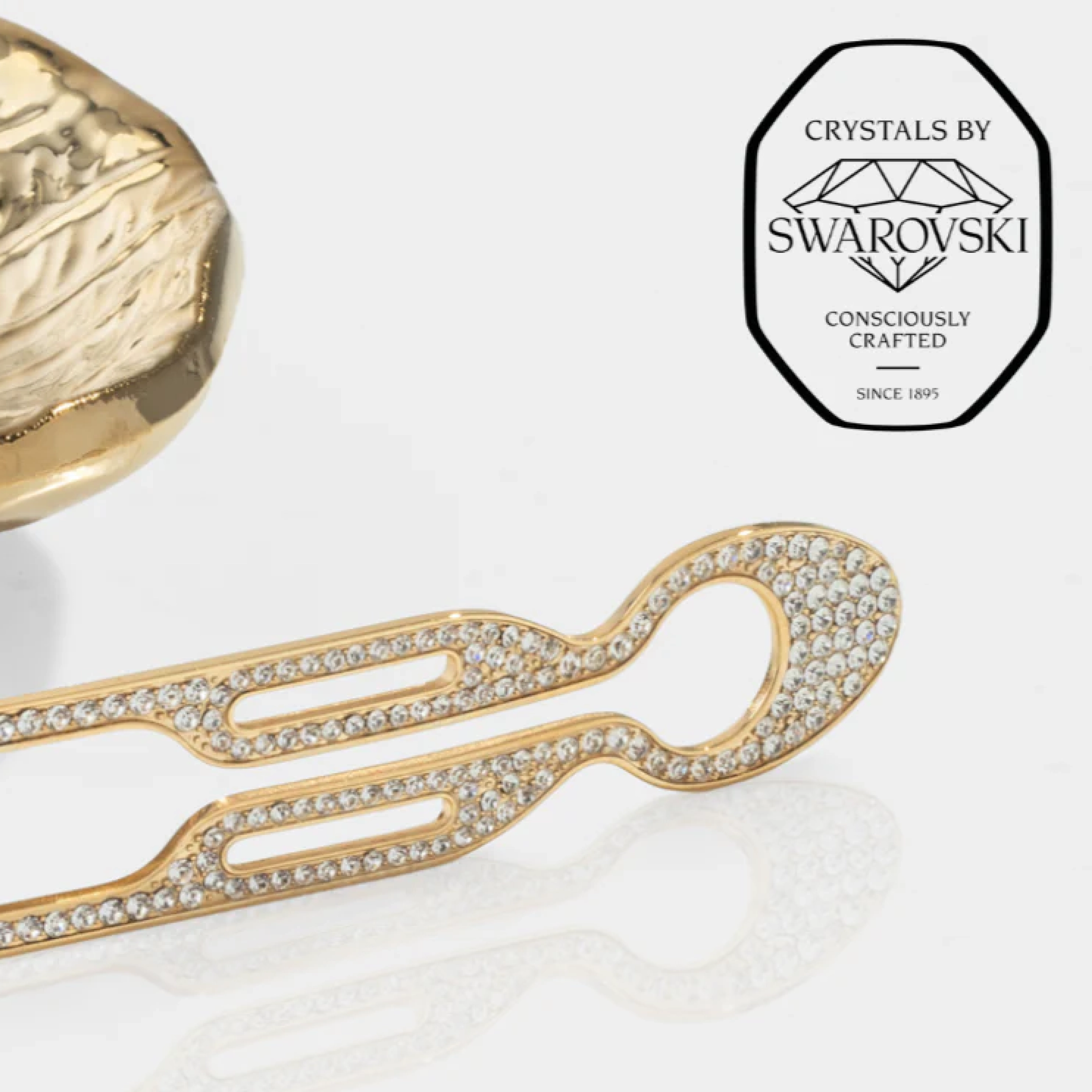 Шпилька для волос № 1 Hairpin Steel with Swarovski Crystals Yellow Gold Finish FIONA FRANCHIMON — фото 4