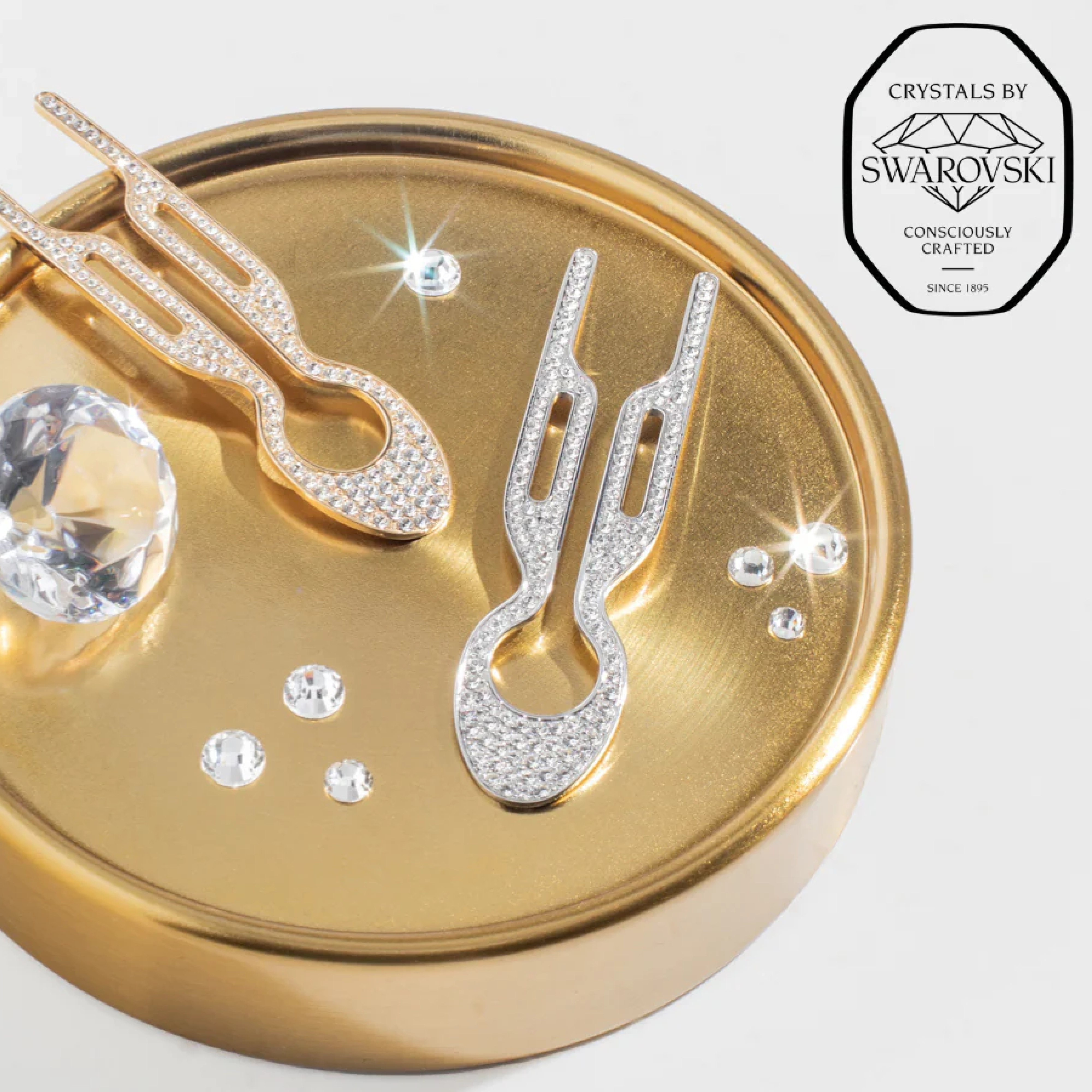 Шпилька для волос № 1 Hairpin Steel with Swarovski Crystals Yellow Gold Finish FIONA FRANCHIMON — фото 5