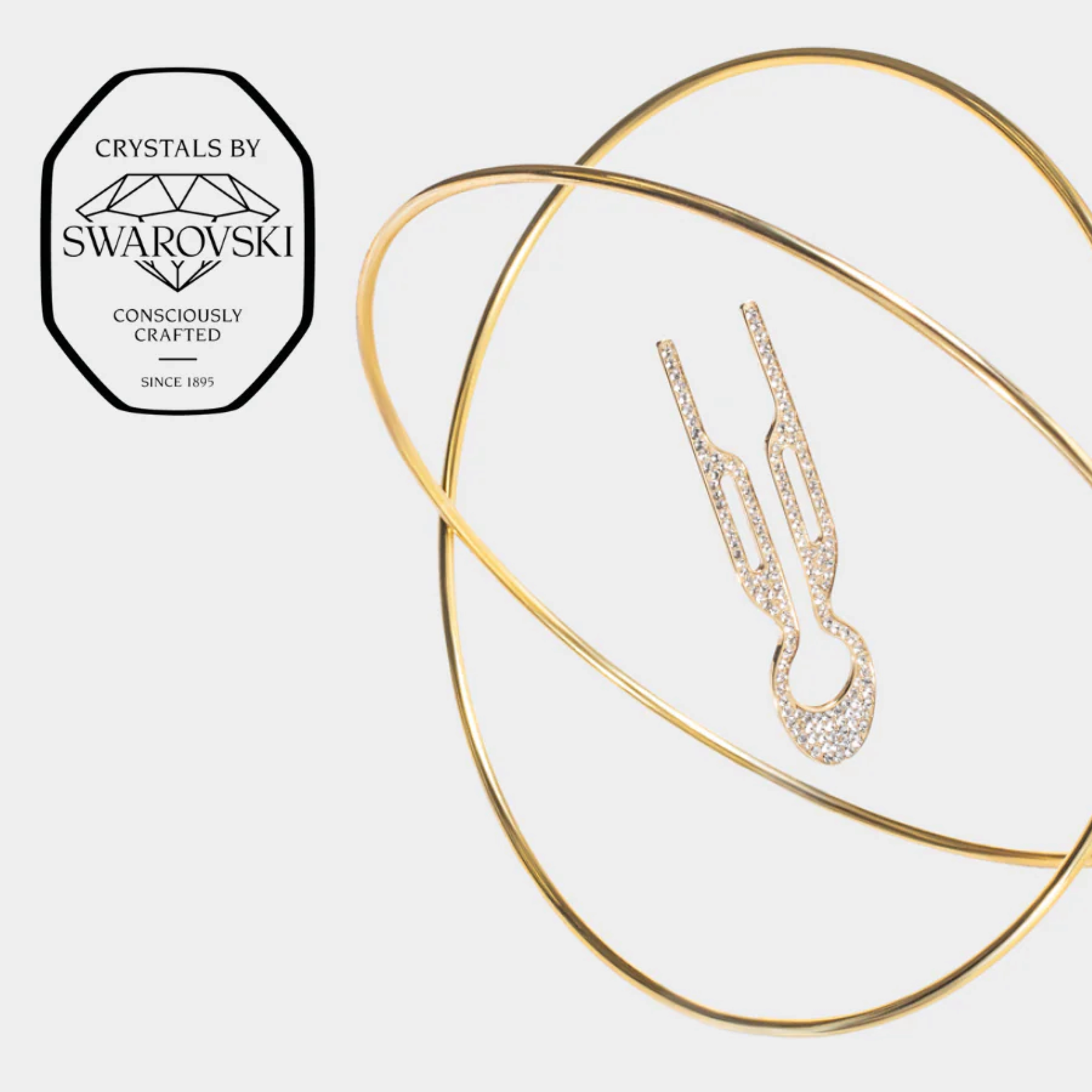 Шпилька для волос № 1 Hairpin Steel with Swarovski Crystals Yellow Gold Finish FIONA FRANCHIMON — фото 6